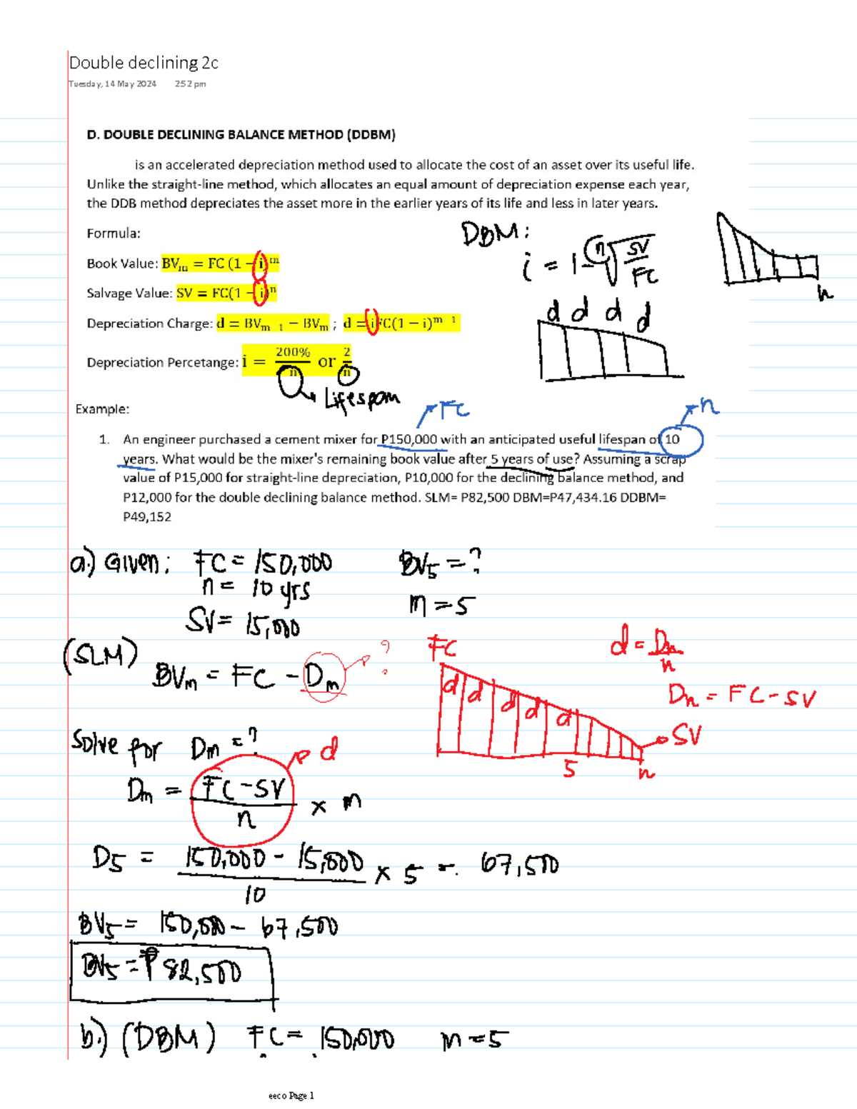 Dddbm-SYD-2C - Industrial Engineering - Double declining 2c Tuesday, 14 ...