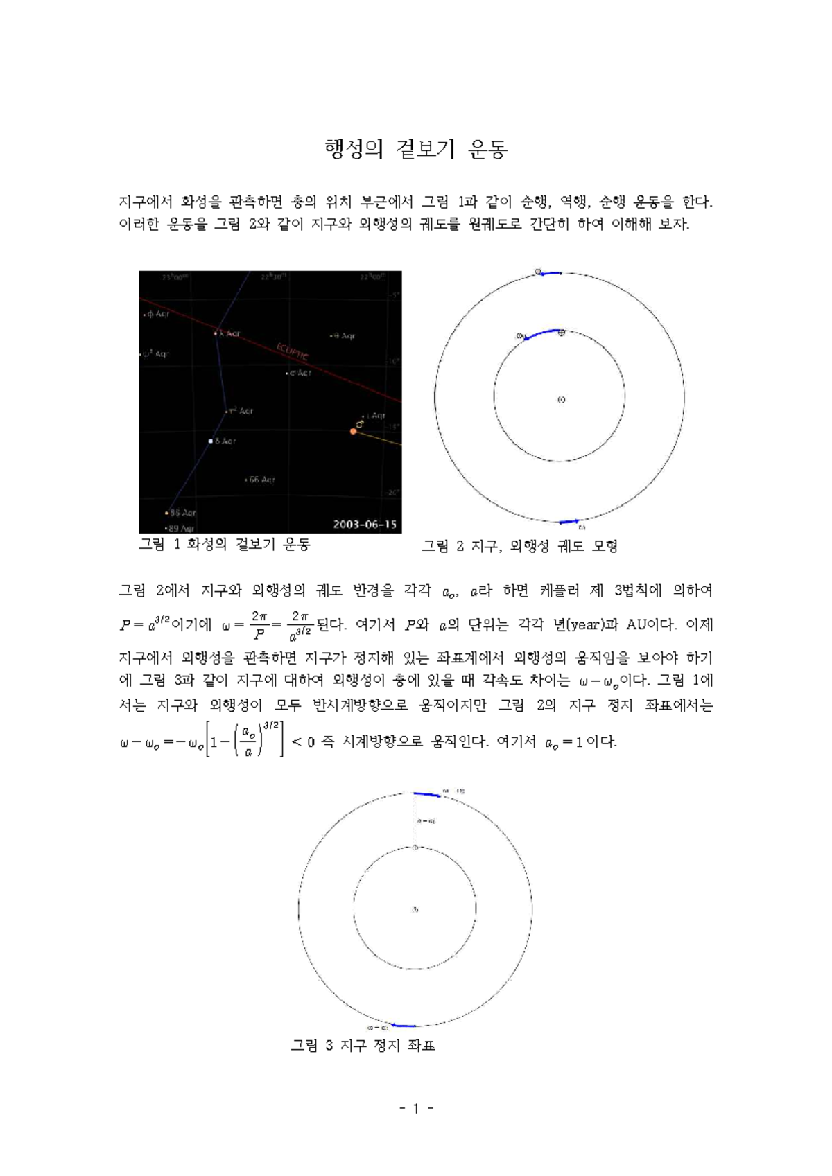 행성의 겉보기 운동 - dasfdgfghulijhkgfds - 행성의 겉보기 운동 지구에서 화성을 관측하면 충의 위치 부근에서 ...