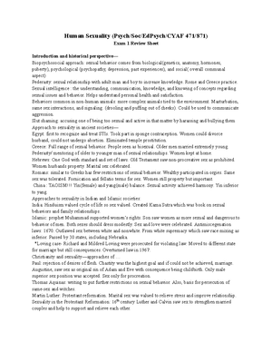 Exam+2+review+sheet - Exam two review sheet - Human Sexuality (Psych ...