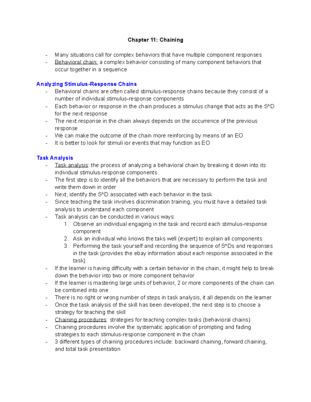 Chapter 11 textbook - Chapter 11: Chaining Many situations call for ...