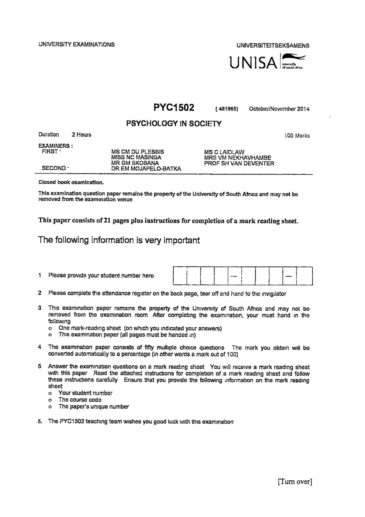 E1 Sample Exam