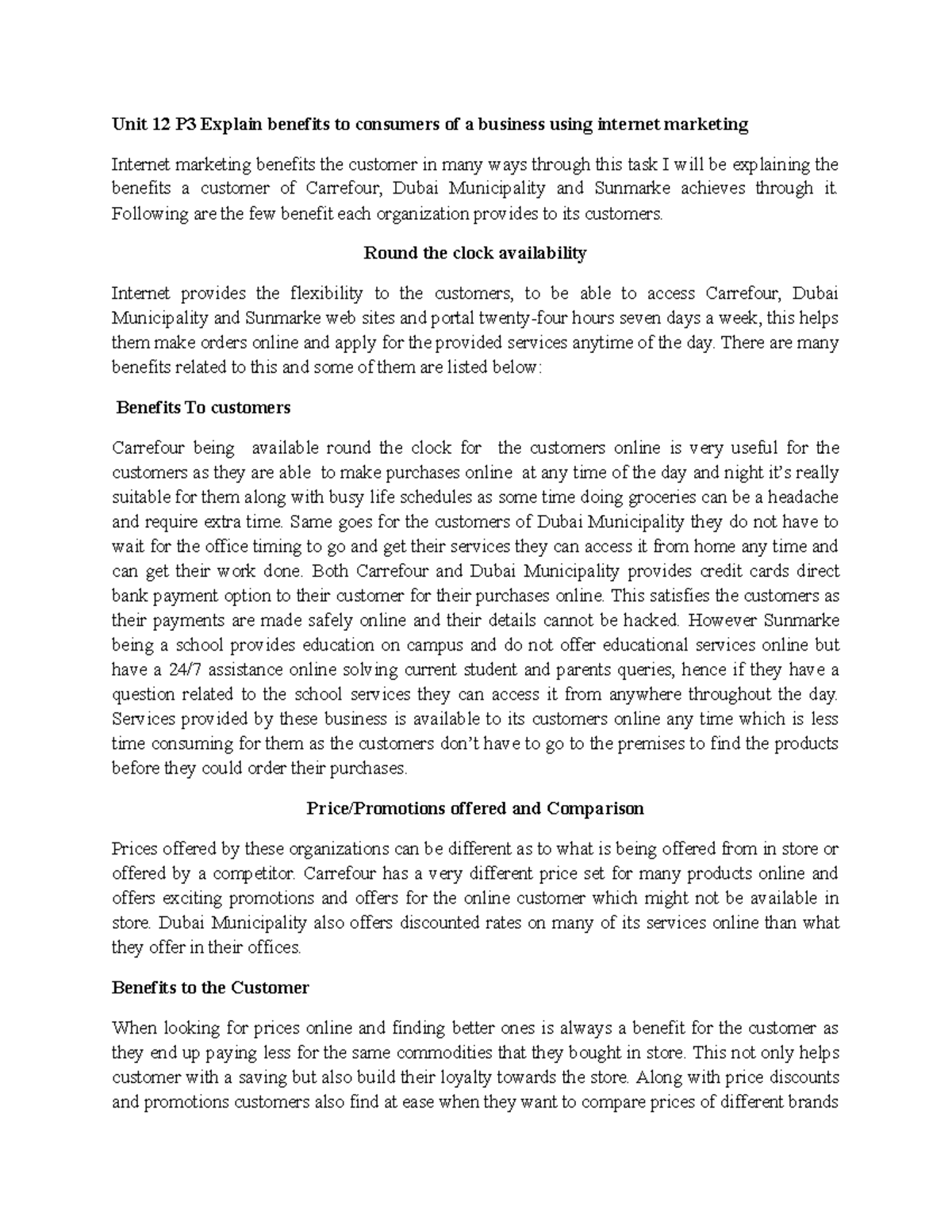 Unit 12 P3 M1 D1 - Full BTEC Coursework - Unit 12 P3 Explain benefits ...