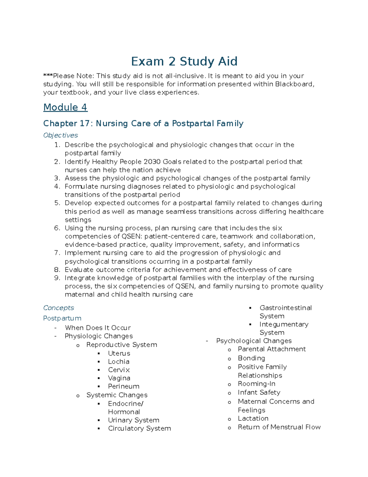 MC Exam 2 Study Aid - Exam 2 guide - Exam 2 Study Aid ***Please Note ...