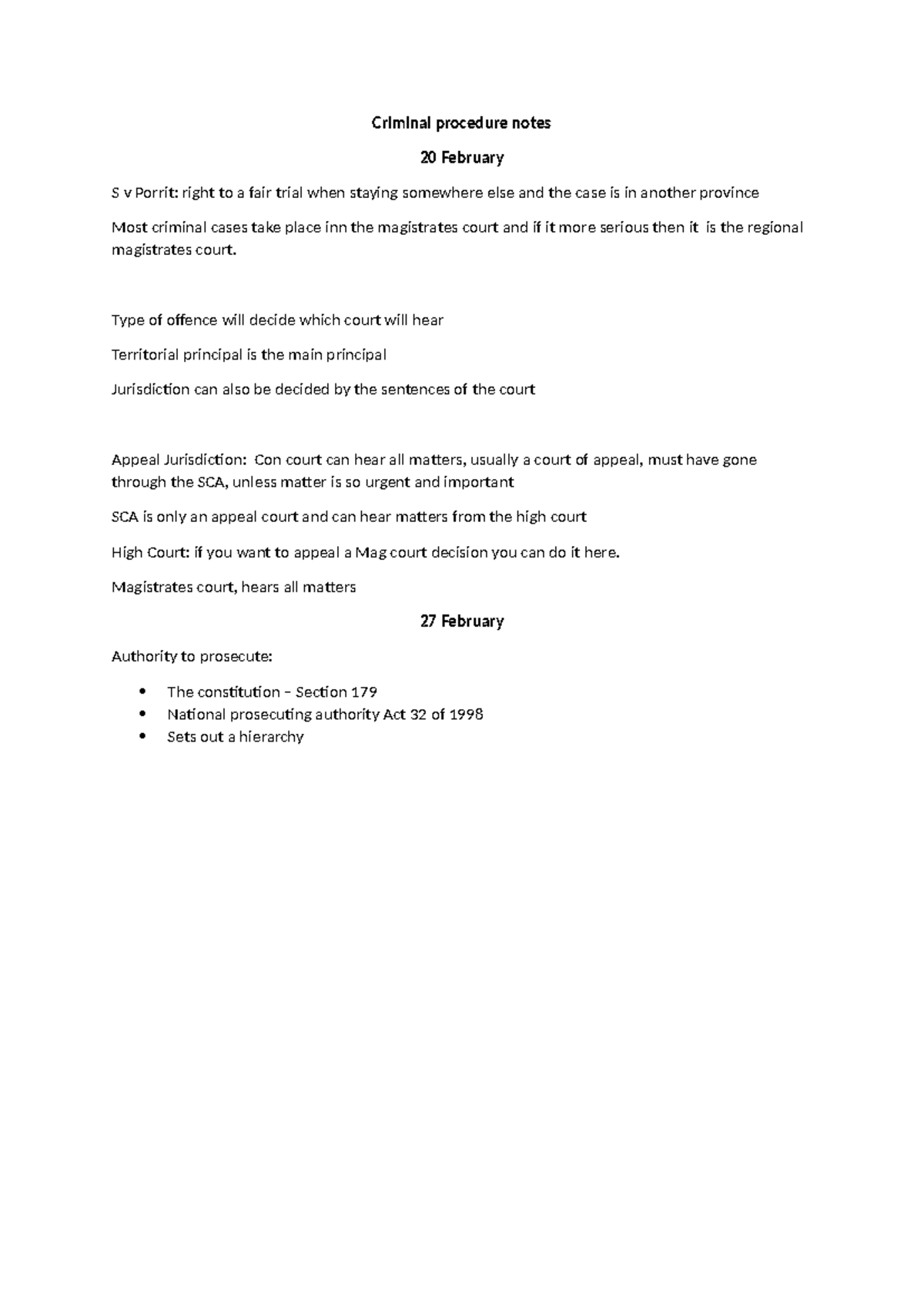 Criminal procedure notes (Auto Recovered) - Criminal procedure notes 20 ...