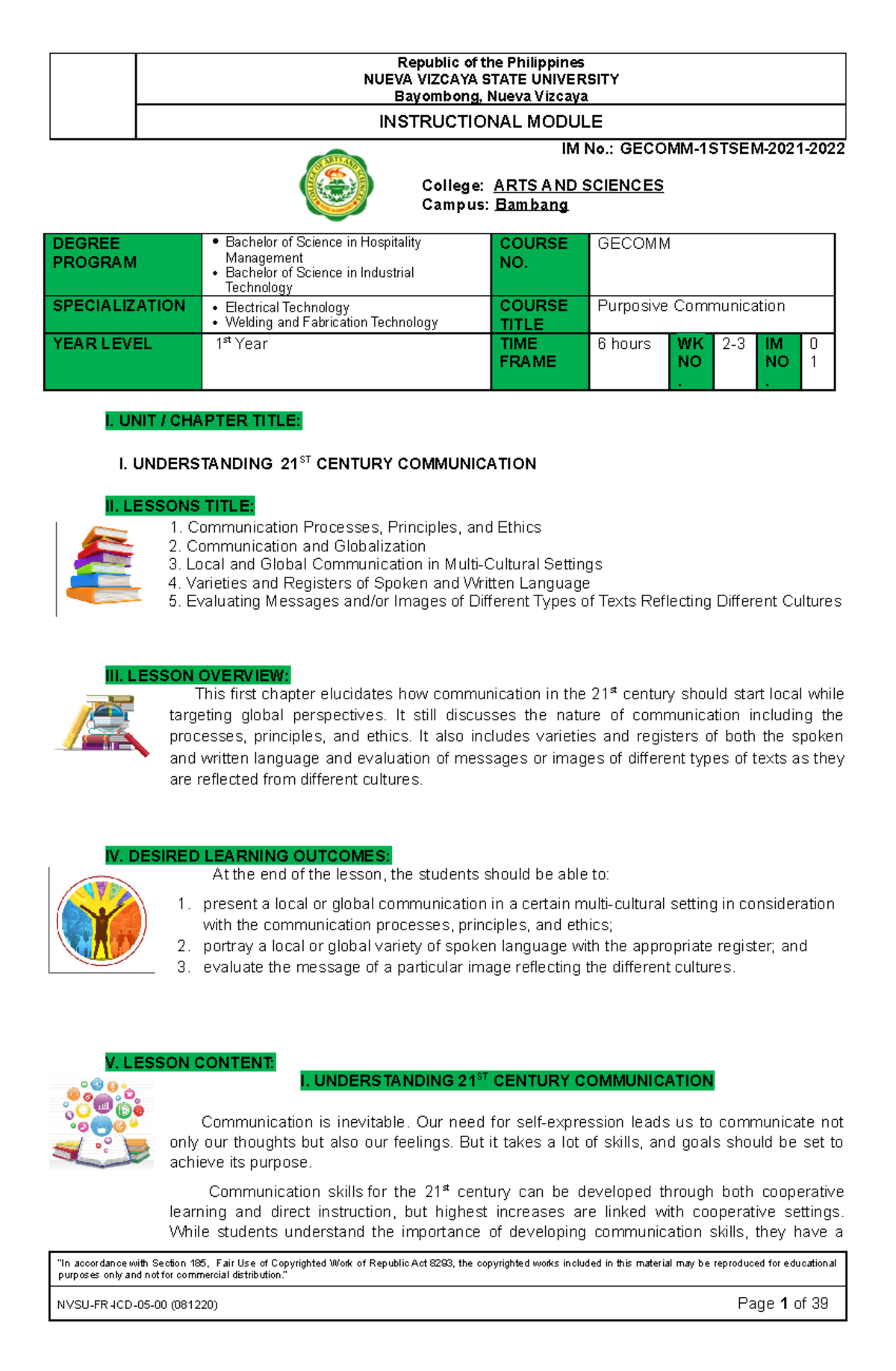 21-22 1s 02 Module-Lesson Purposive - NUEVA VIZCAYA STATE UNIVERSITY ...