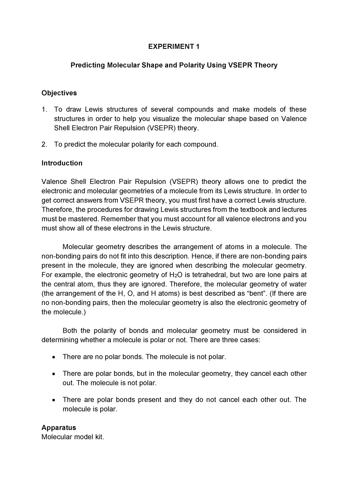 Experiment 1 CHM361 Inorganic Chemistry UiTM - EXPERIMENT 1 Predicting ...