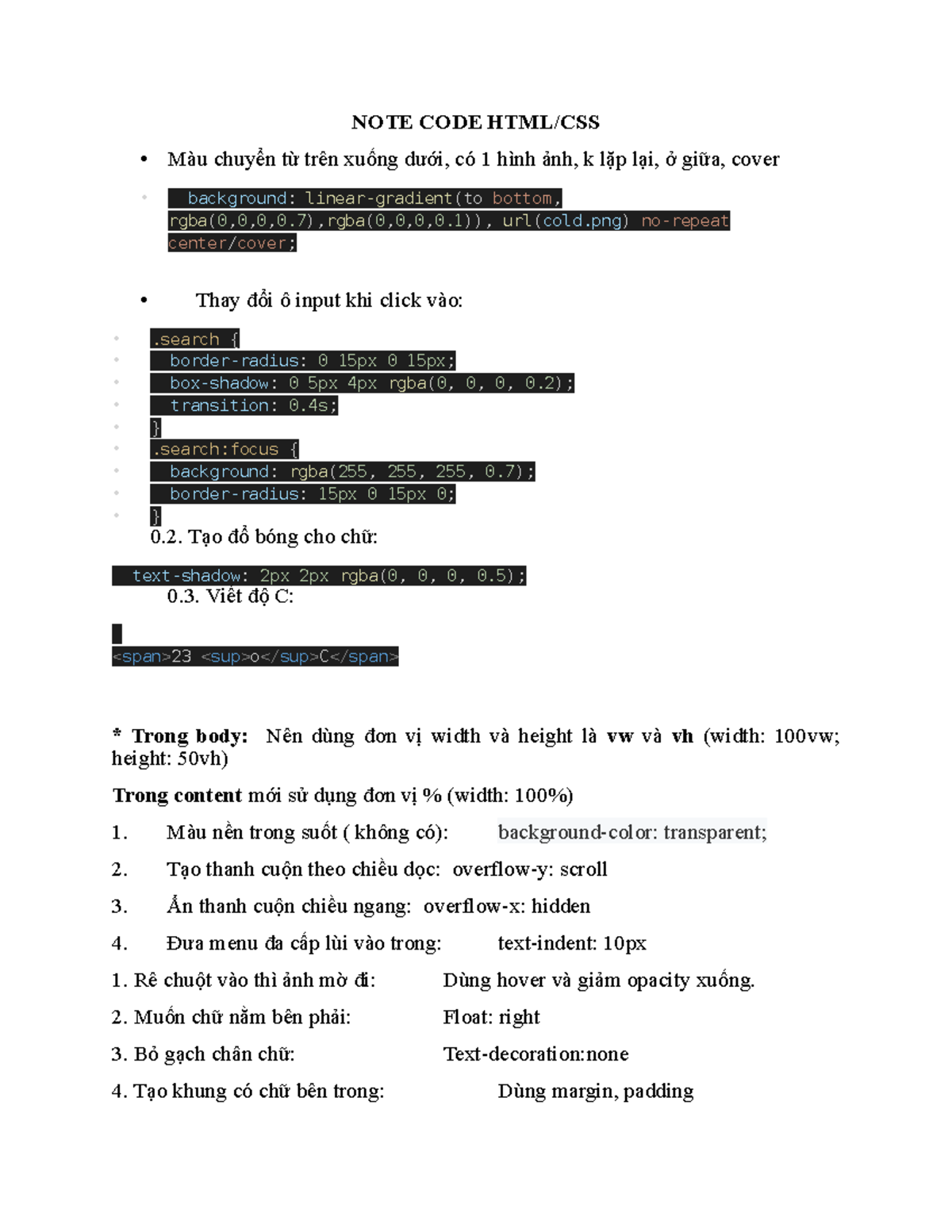 NOTE HTML CSS - qqqqqqqqqq - NOTE CODE HTML/CSS Màu chuyển từ trên ...