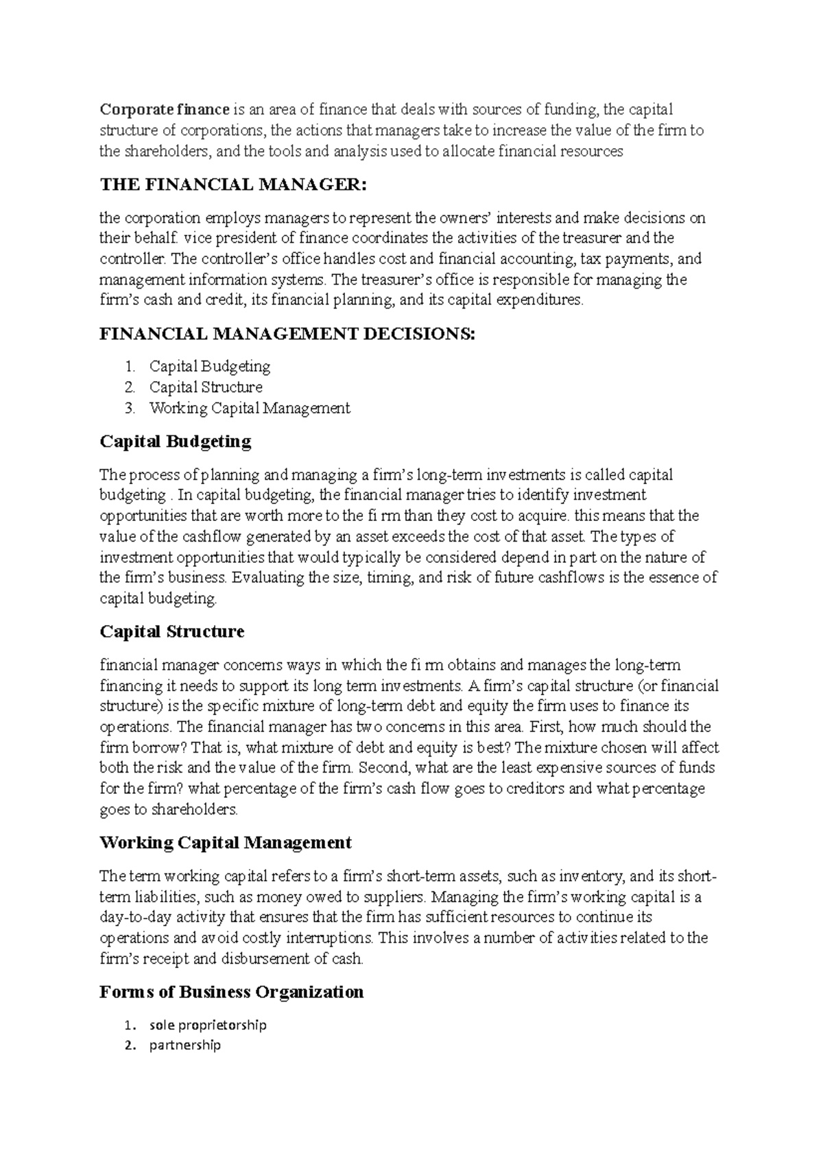 Cf chap 1 - chapter 1 summary - Corporate Finance (11th Edition ...