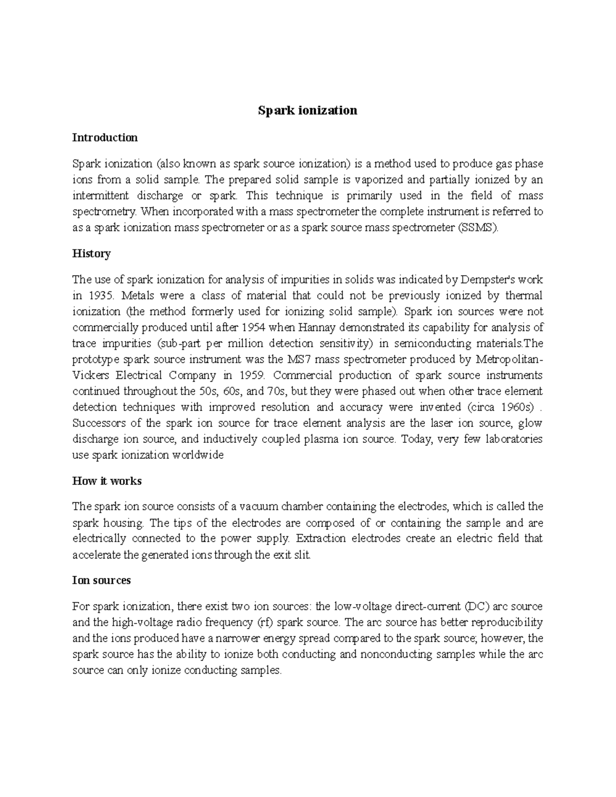 Spark Ionization Word Copy Copy1 Spark ionization Introduction