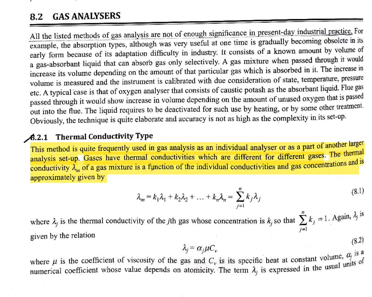 Gas Analysis - 8 GAS ANALYSERS All the listed methods of gas analysis ...