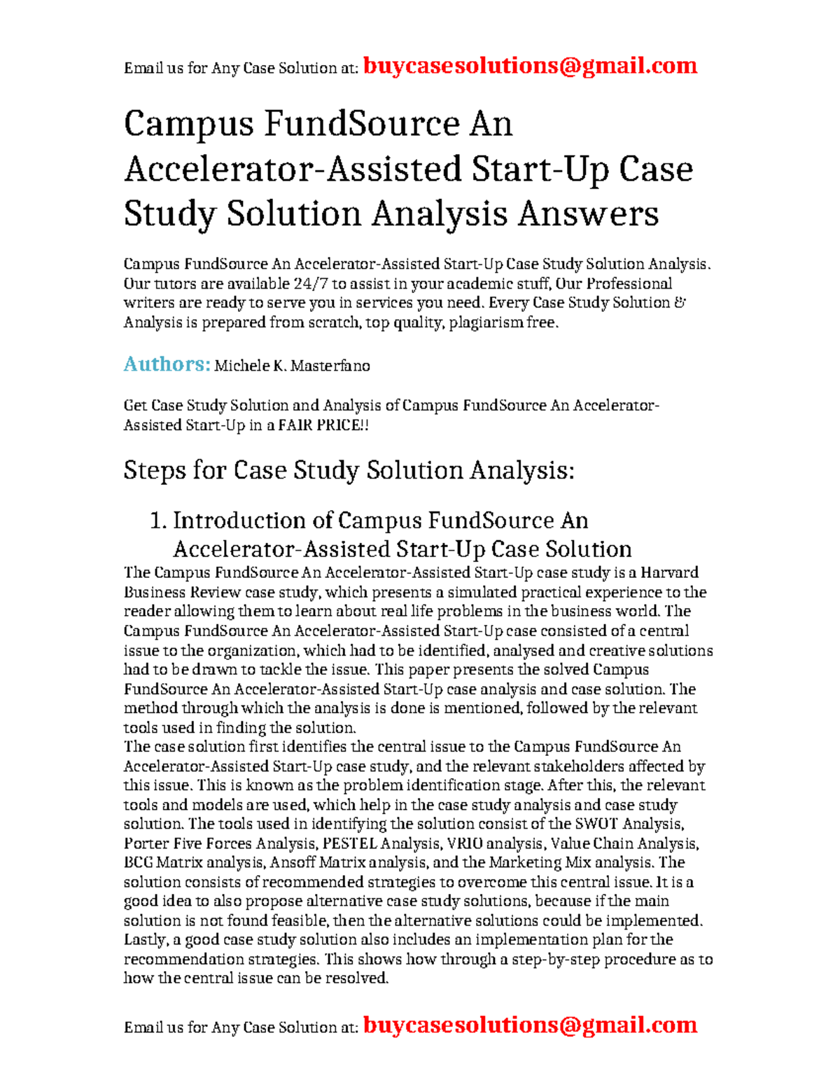 Case Solution Campus FundSource An Accelerator-Assisted Start-Up ...