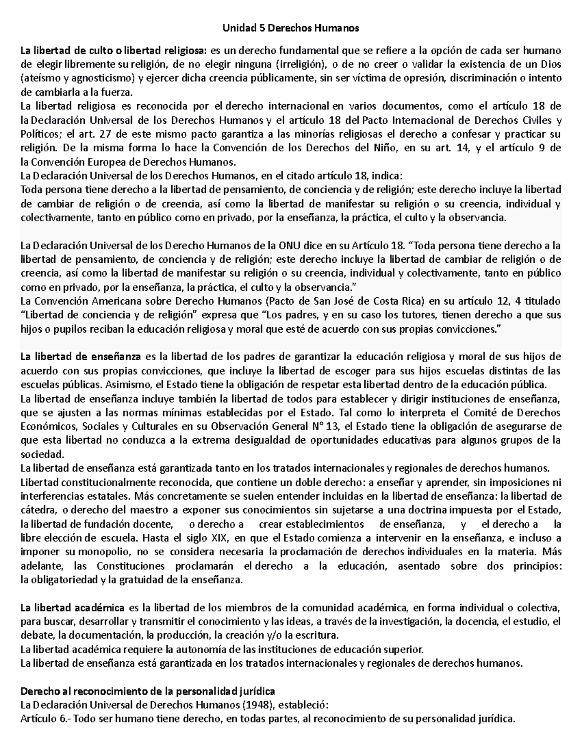 Unidad 5Derechos Humanos - Unidad 5 Derechos Humanos La libertad de ...