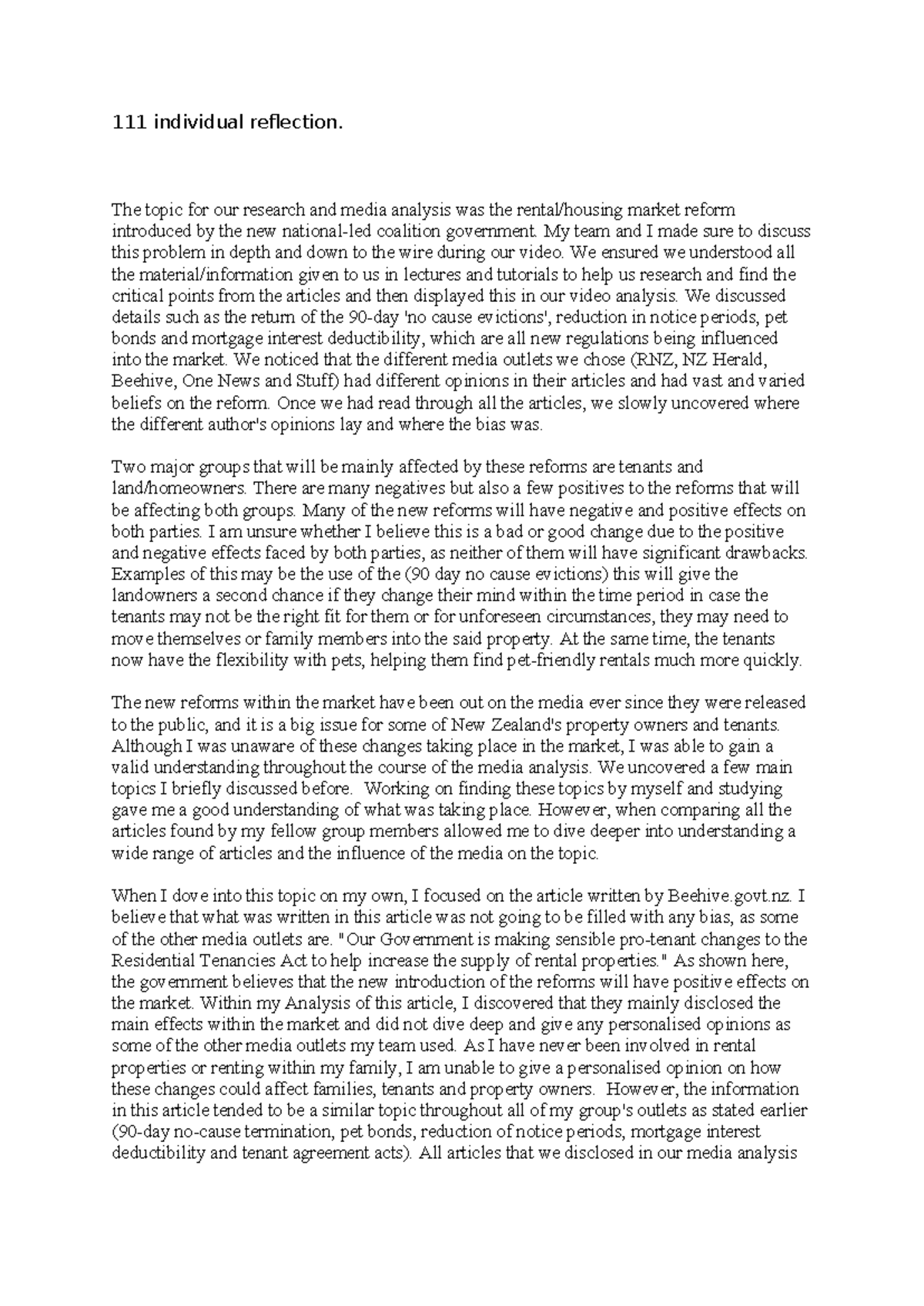111 individual reflection - The topic for our research and media ...