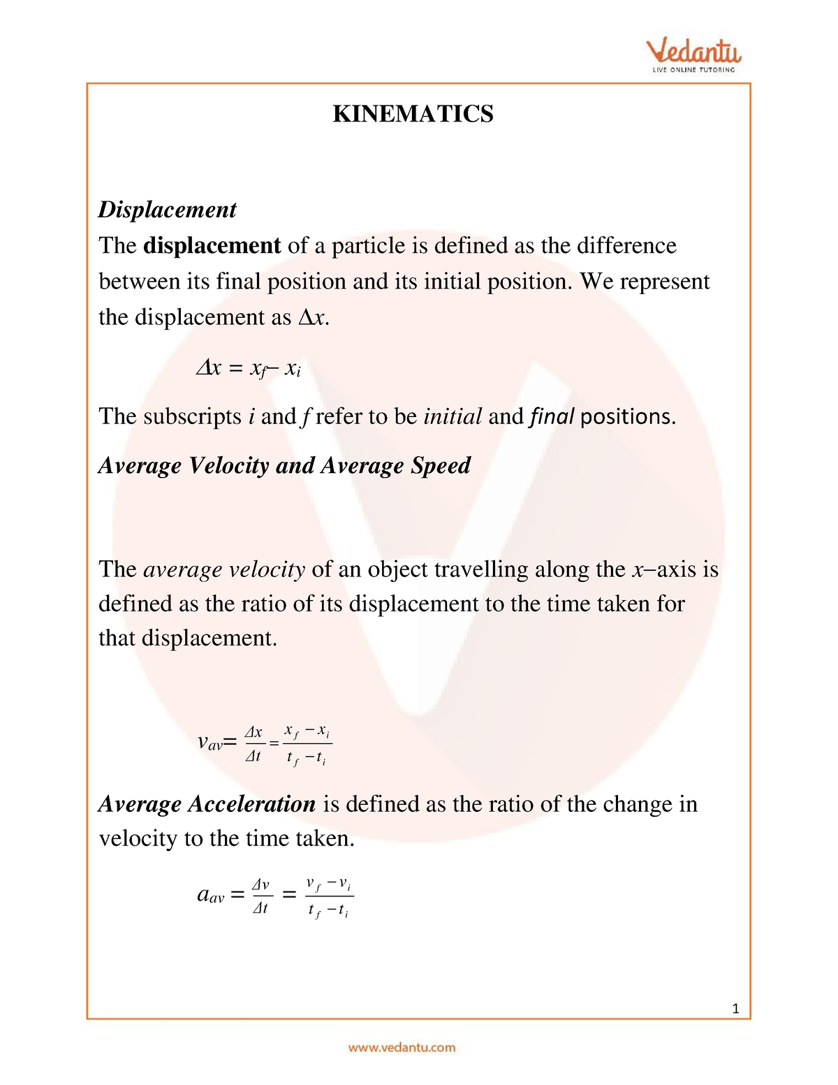 JEE Main 2023-24 Kinematics Revision Notes - Free PDF Download ...