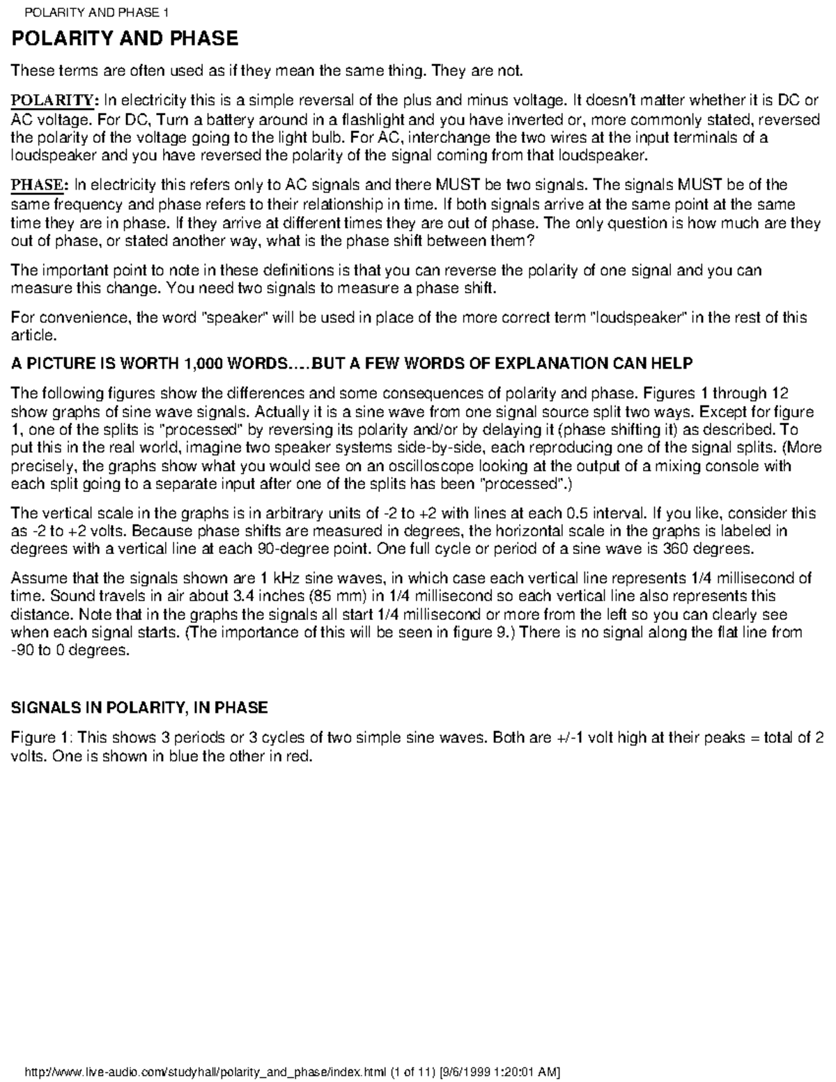 What is sound. POLARITY AND PHASE These terms are often used as if