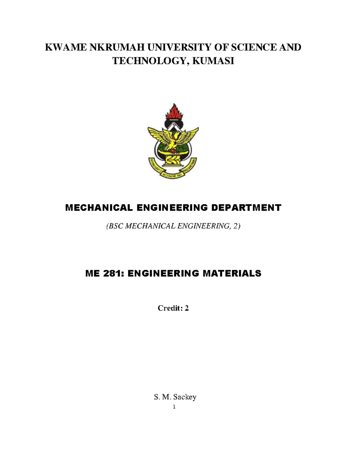 Unit 1 Engineering materials KNUST StuDocu