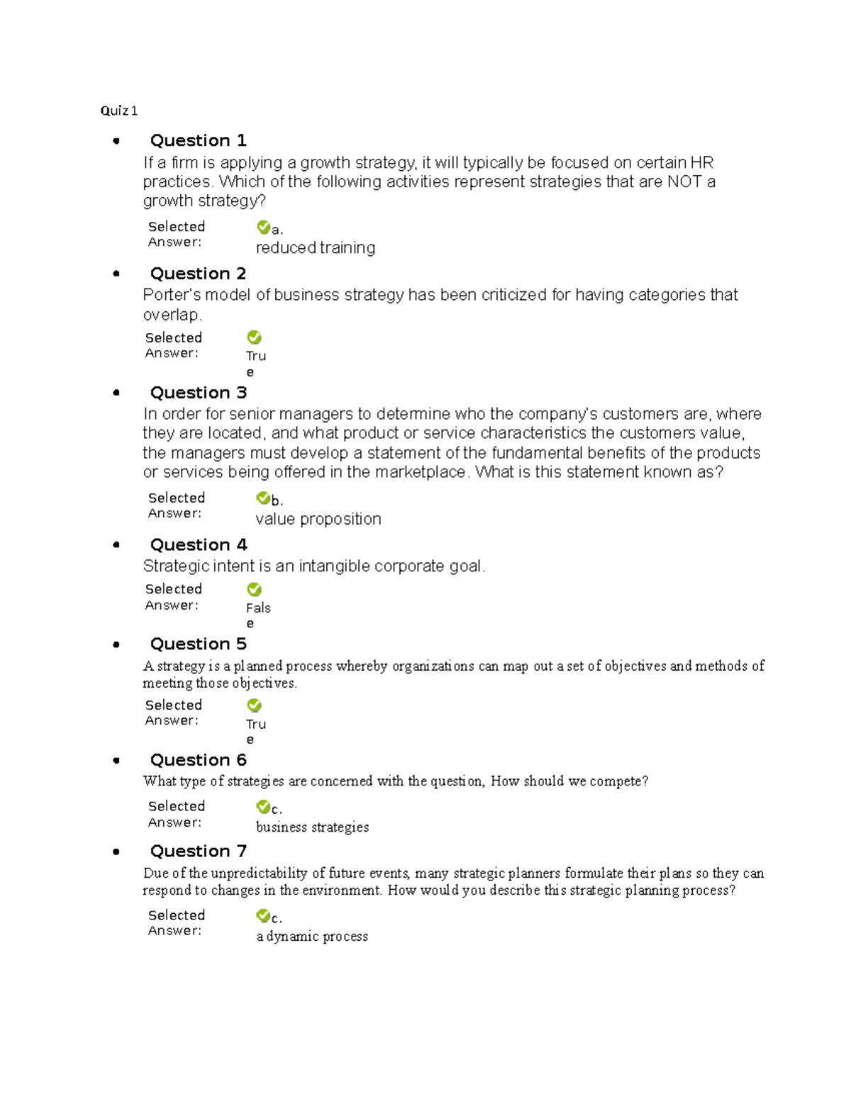 Study Quiz - Organizational Behaviour - Quiz 1 Question 1 If A Firm Is ...