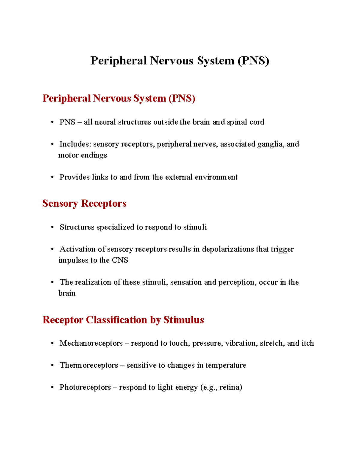 Peripheral Nervous System (PNS) - Peripheral Nervous System (PNS ...