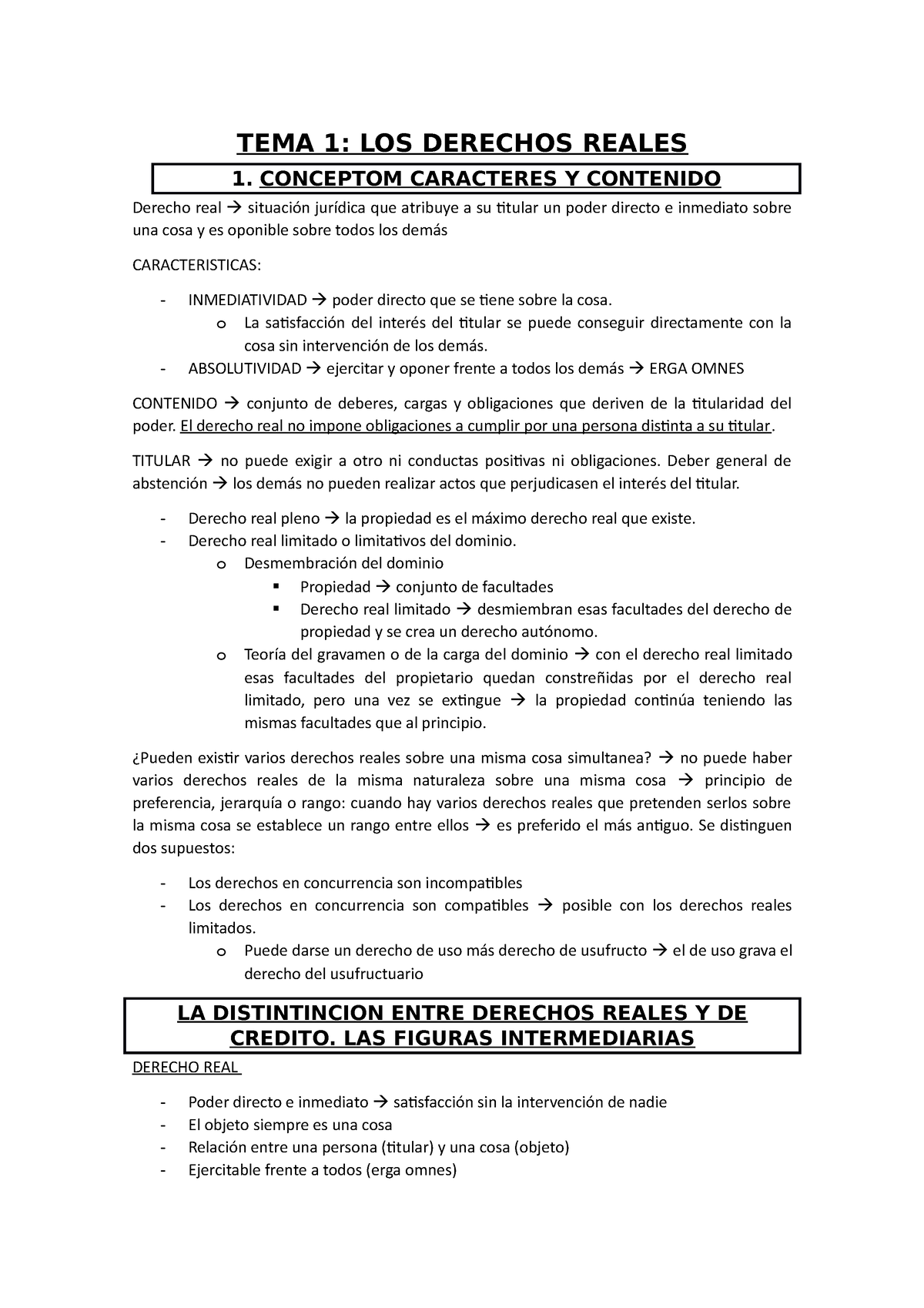 Resumen Del Temario De Derechos Reales - TEMA 1: LOS DERECHOS REALES 1 ...