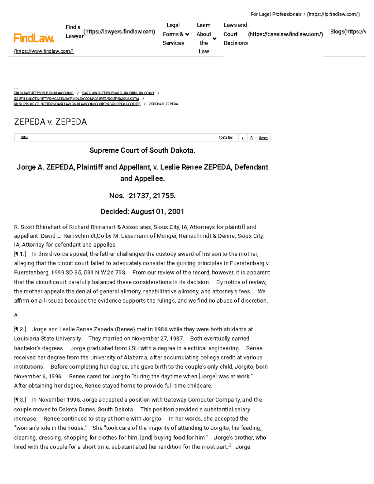 Zepeda V. Zepeda Find Law - FINDLAW (HTTPS:LP.FINDLAW/) CASELAW (HTTPS ...