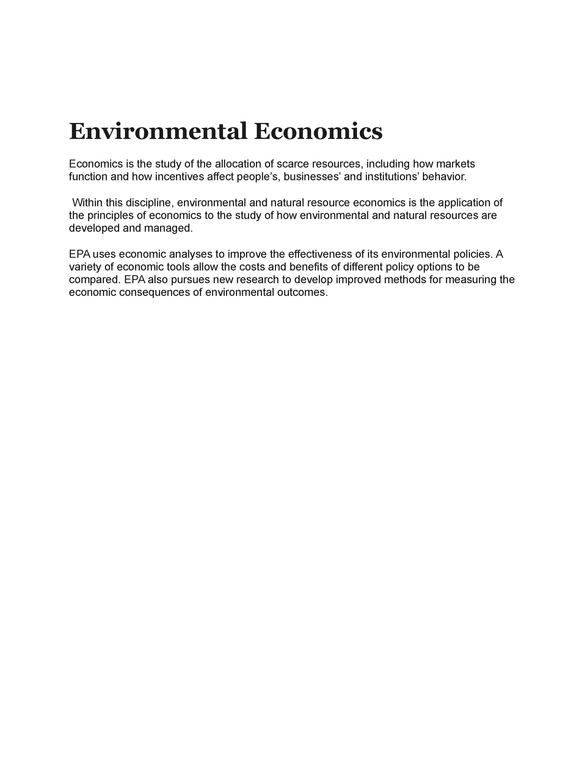 environmental economics thesis