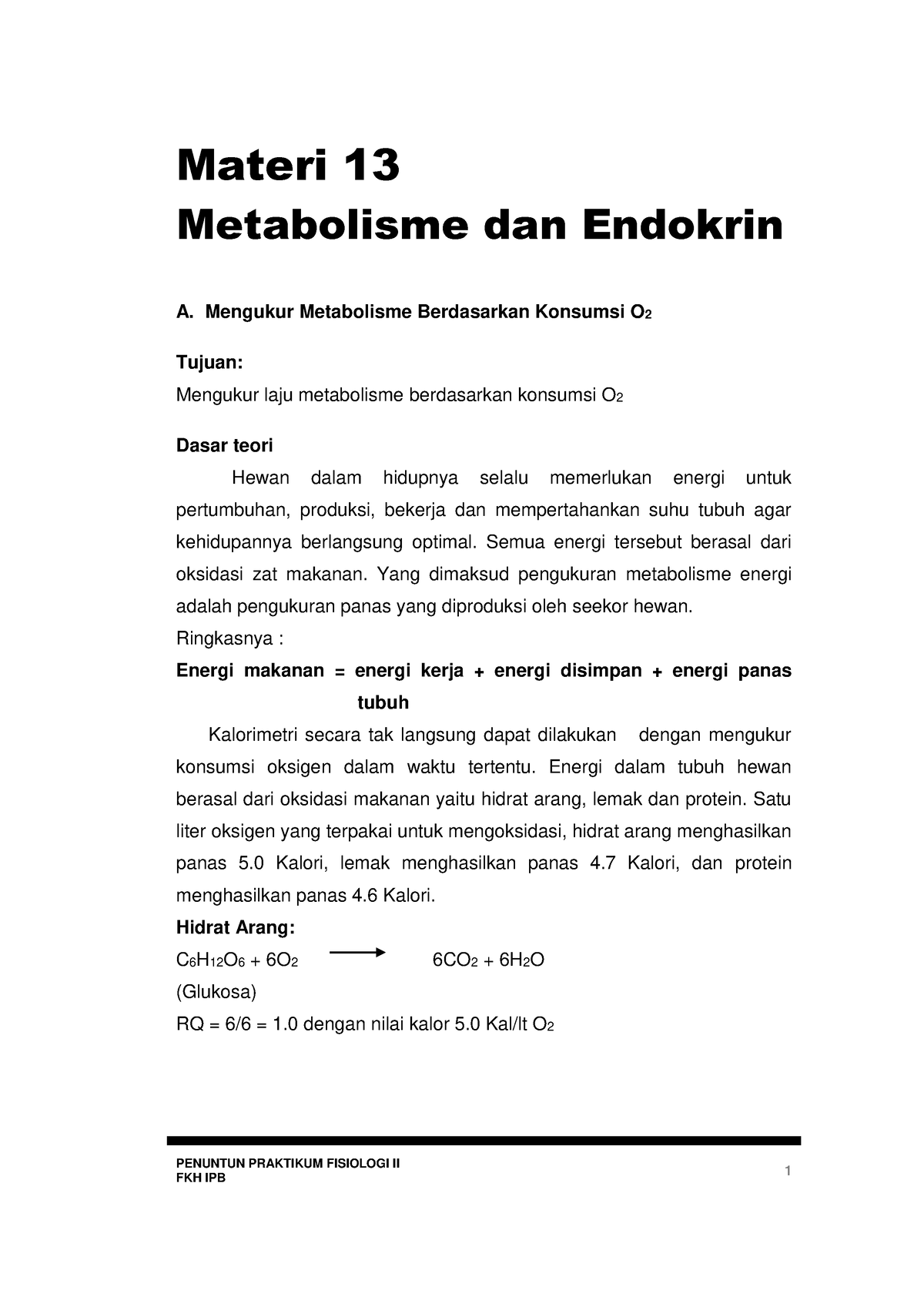 9 Metabolisme - Fisiologi Veteriner II - Materi 13 Metabolisme Dan ...