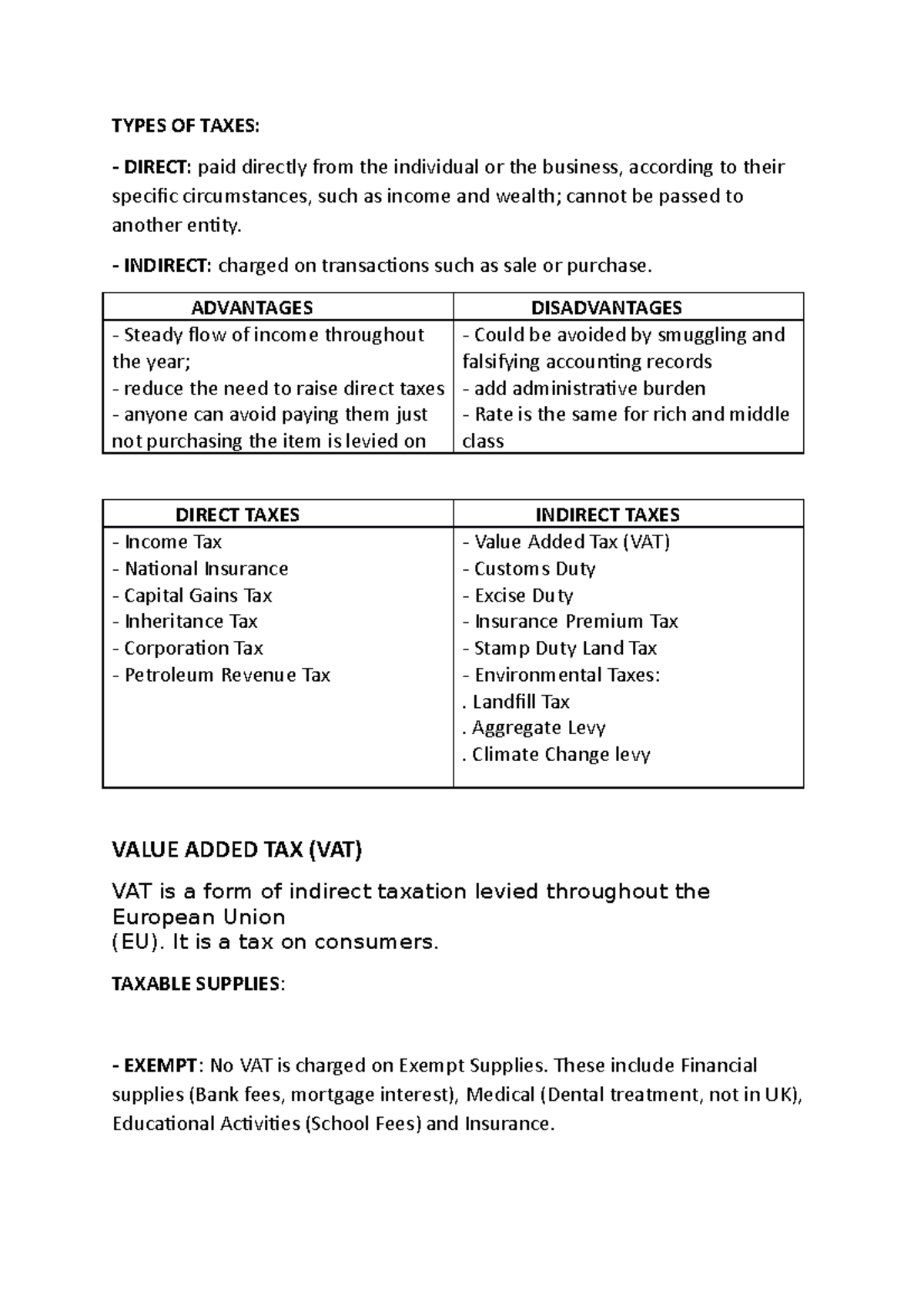 introduction-of-taxes-and-vat-notes-types-of-taxes-direct-paid