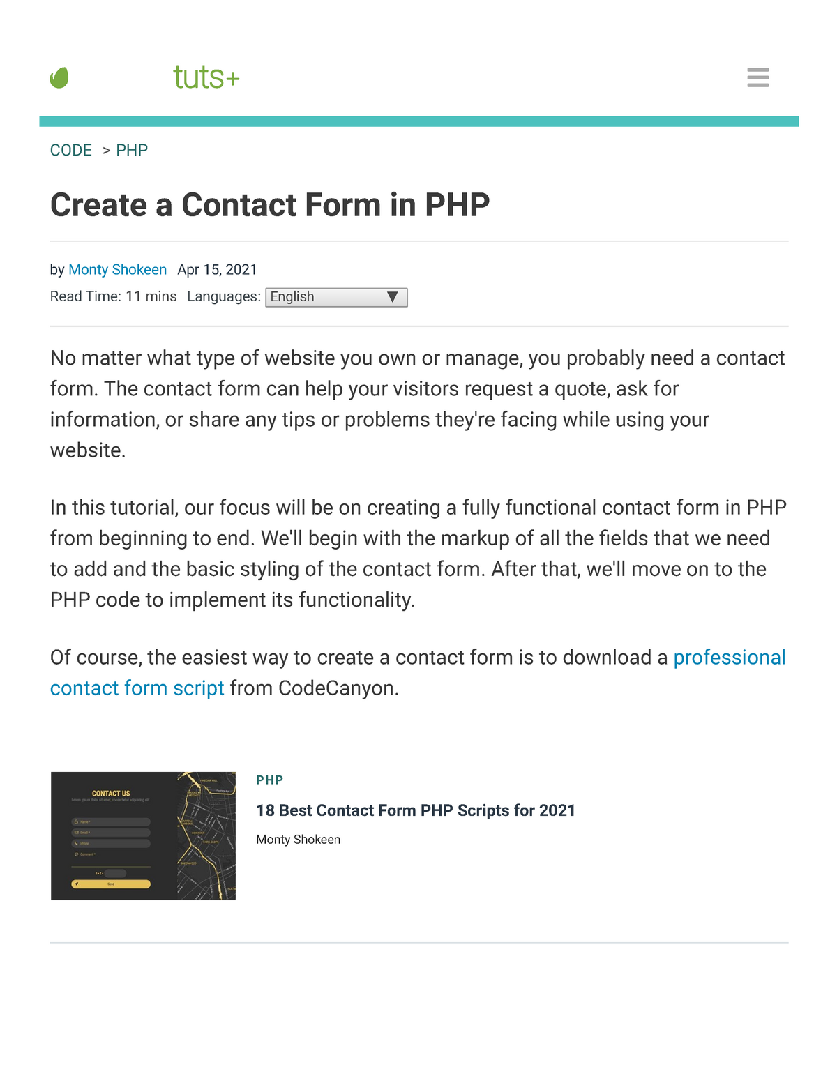 Create A Contact Form In PHP - DATABASE DESIGN AND PROGRAMMING - Studocu