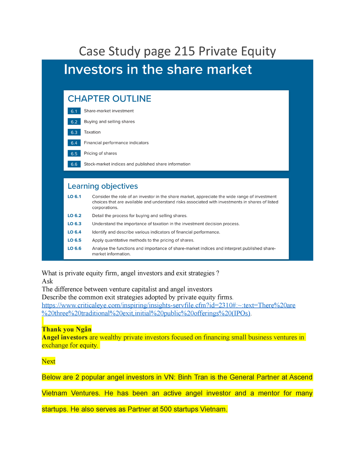 private equity case study practice