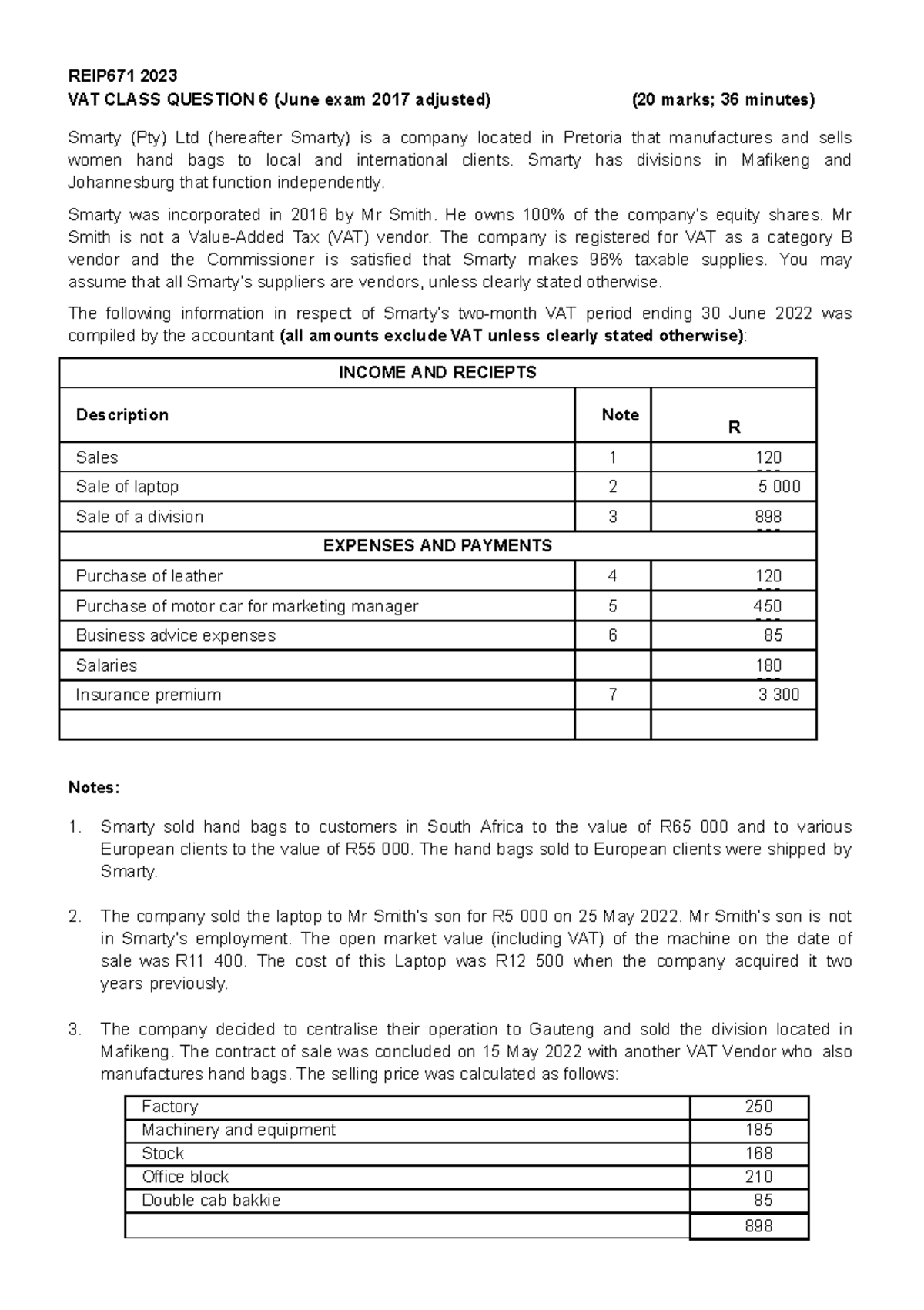 HONS+VAT+ Class+ Question+6 2023 - REIP671 2023 VAT CLASS QUESTION 6 ...