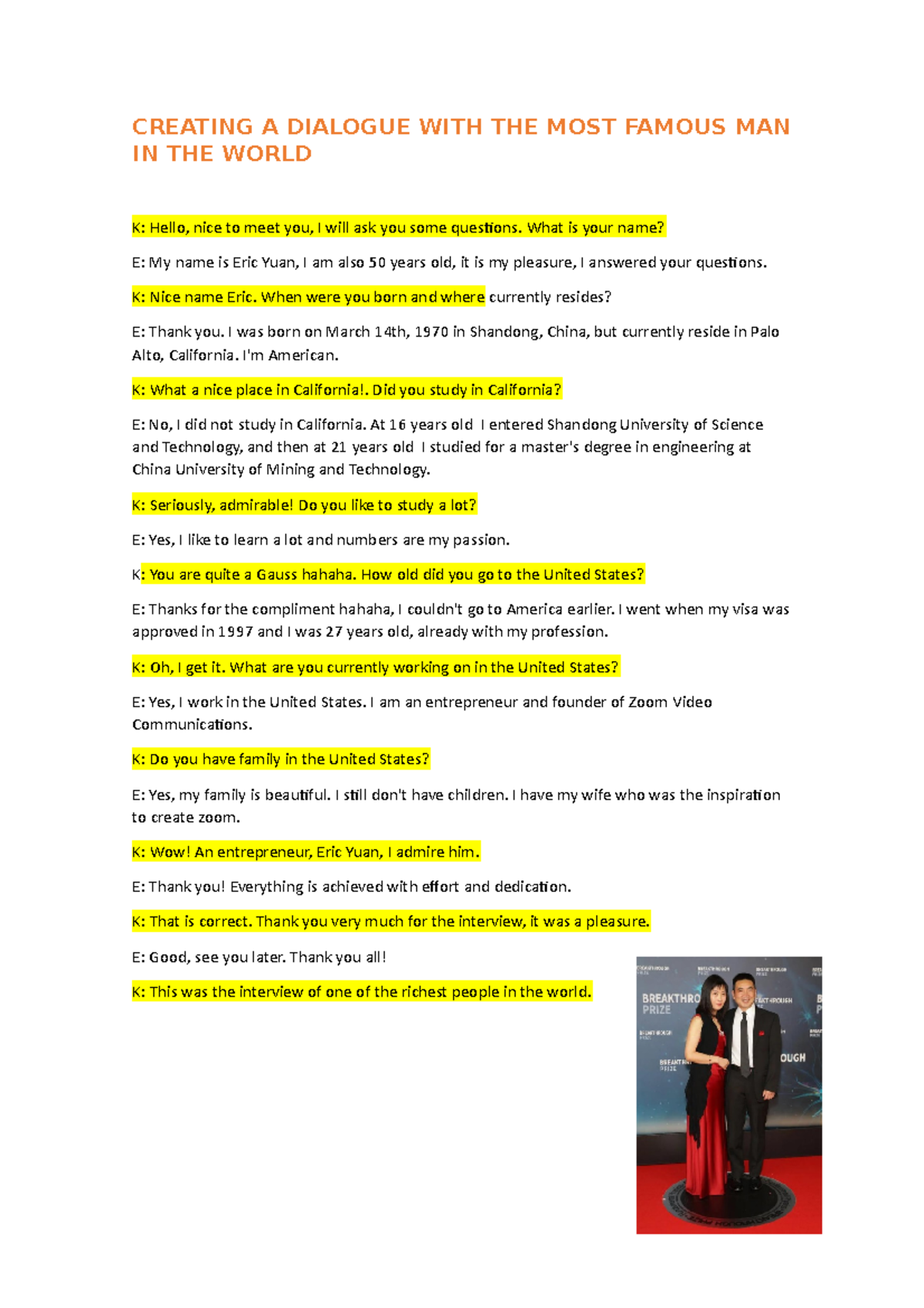 Creando UN Dialogo- Ingles 2 - CREATING A DIALOGUE WITH THE MOST FAMOUS ...