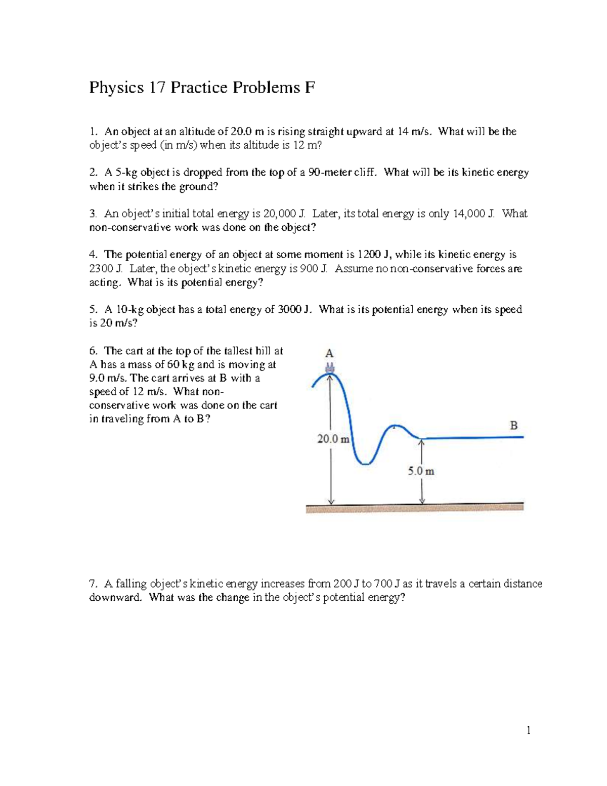 Part F Problems Physics 17 Practice Problems F An object at an