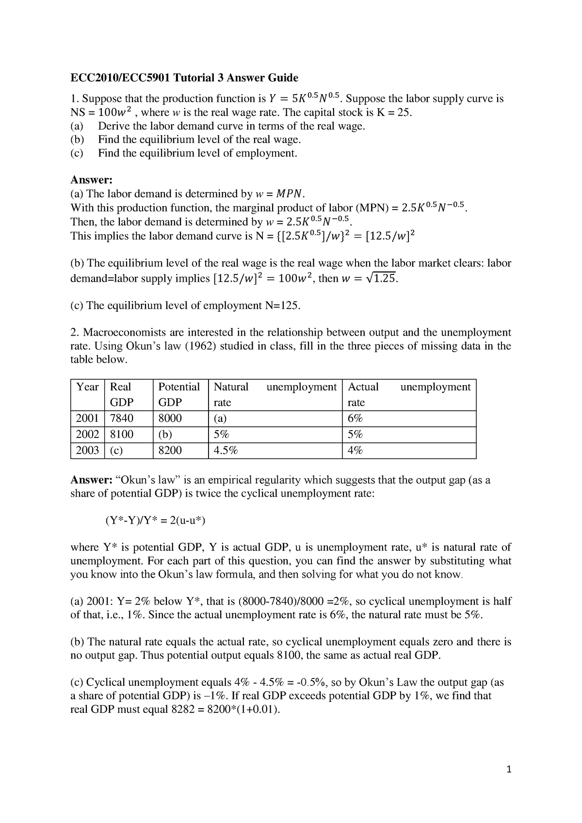 S22023 Tutorial 3 ans (week 4) - 1 ECC2010/ECC5901 Tutorial 3 Answer ...