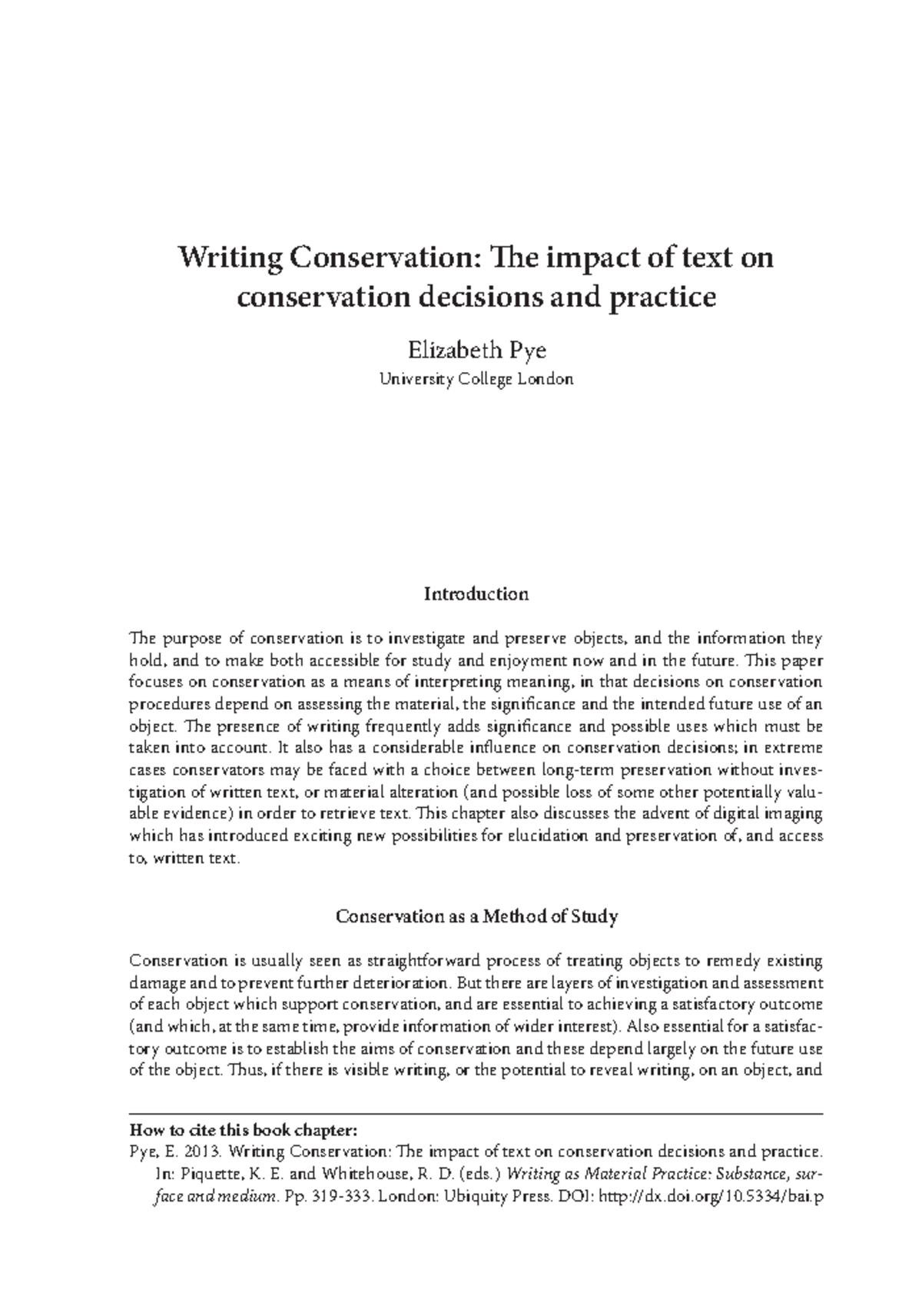 Writing as material practice 16 writing conservation the impact of text