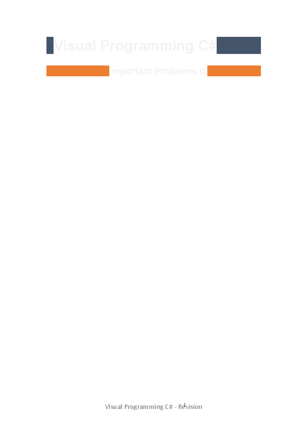 Visual programming C# - Problems C - Visual Programming C# Important ...
