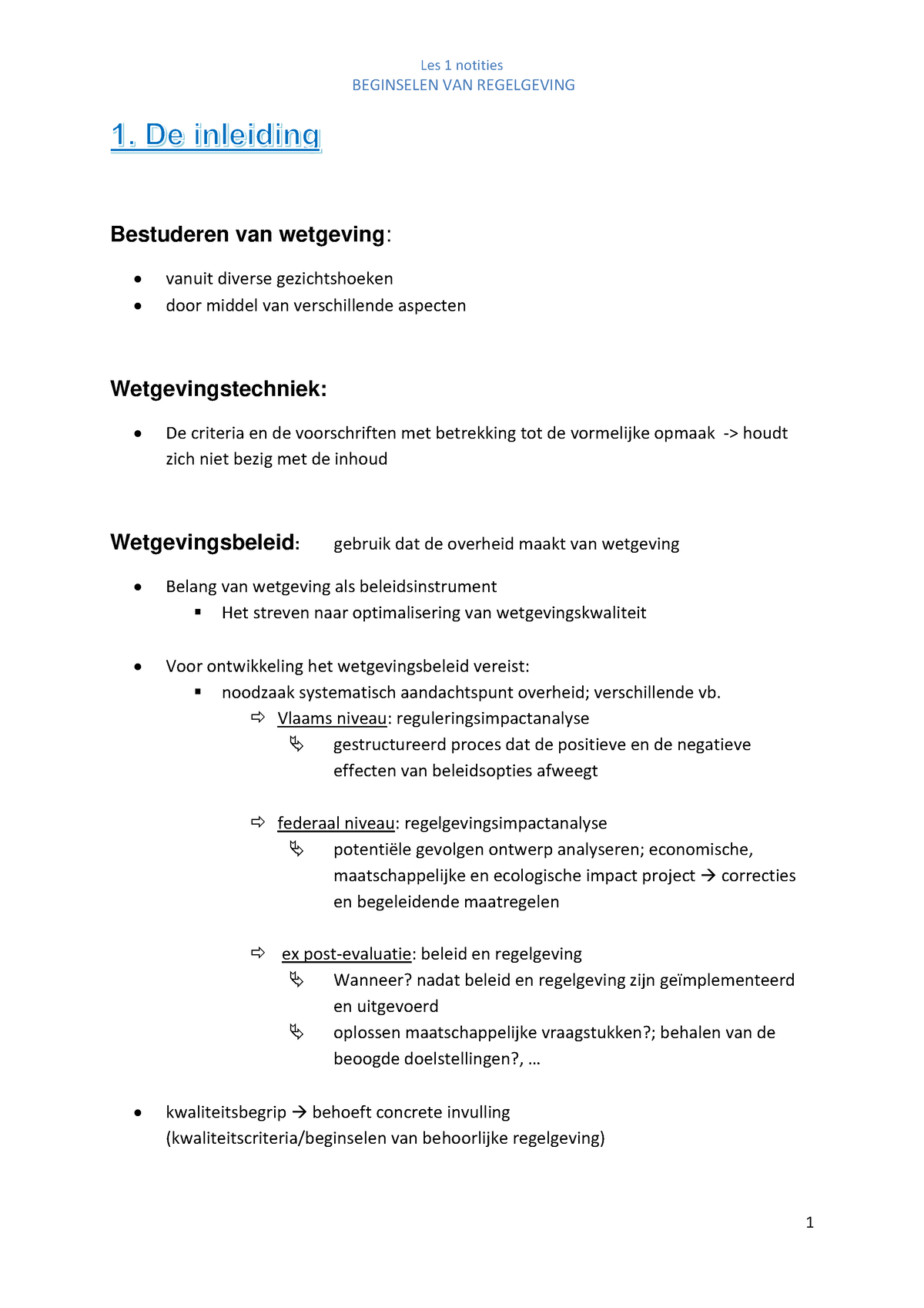 DE Samenvatting - BEGINSELEN VAN REGELGEVING Bestuderen Van Wetgeving ...