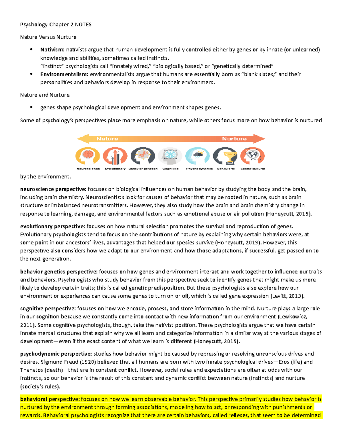 Psychology Chapter 2 Notes - Psychology Chapter 2 NOTES Nature Versus ...