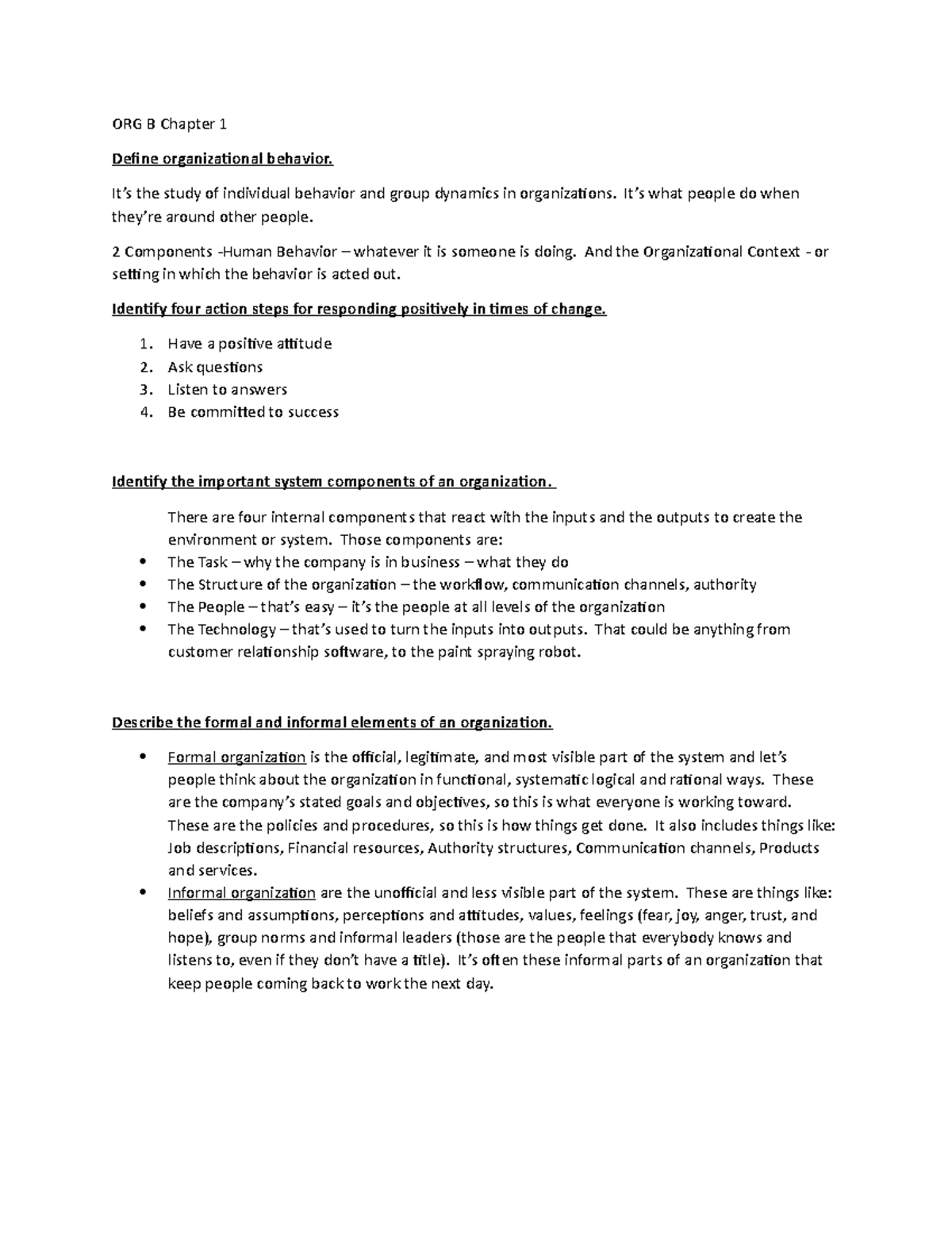 ORG B Chapter 1 - Lecture Notes For General Understanding. Lecture ...