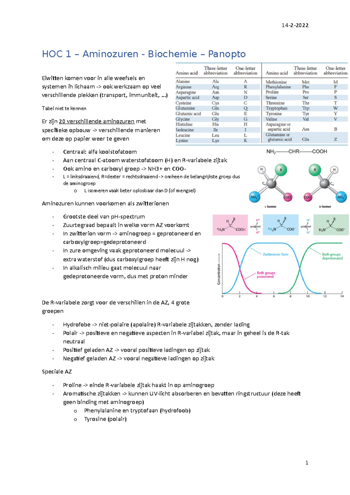 HOC 1 – Biochemie - Panopto - 14-2-2022 - 14-2- HOC 1 – Aminozuren ...