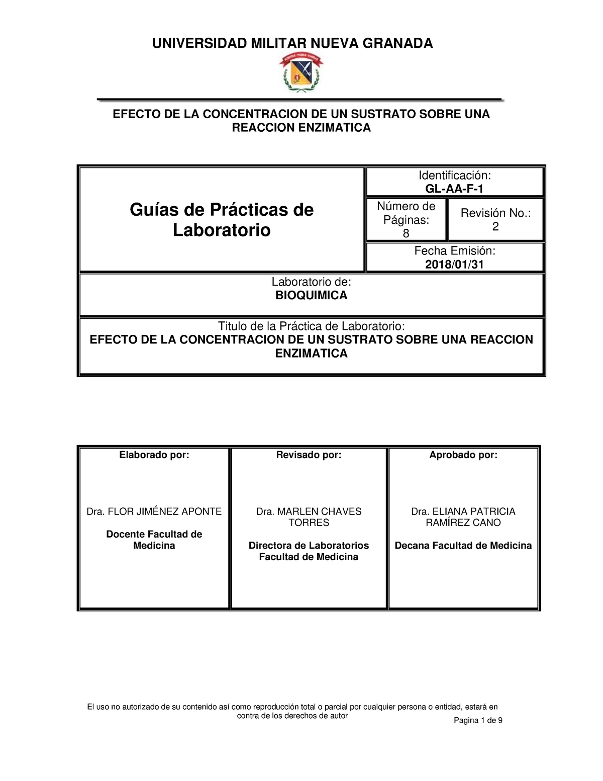 1 GUÍA DE Laboratorio Efecto DE LA Concentracion DE UN Sustrato Sobre