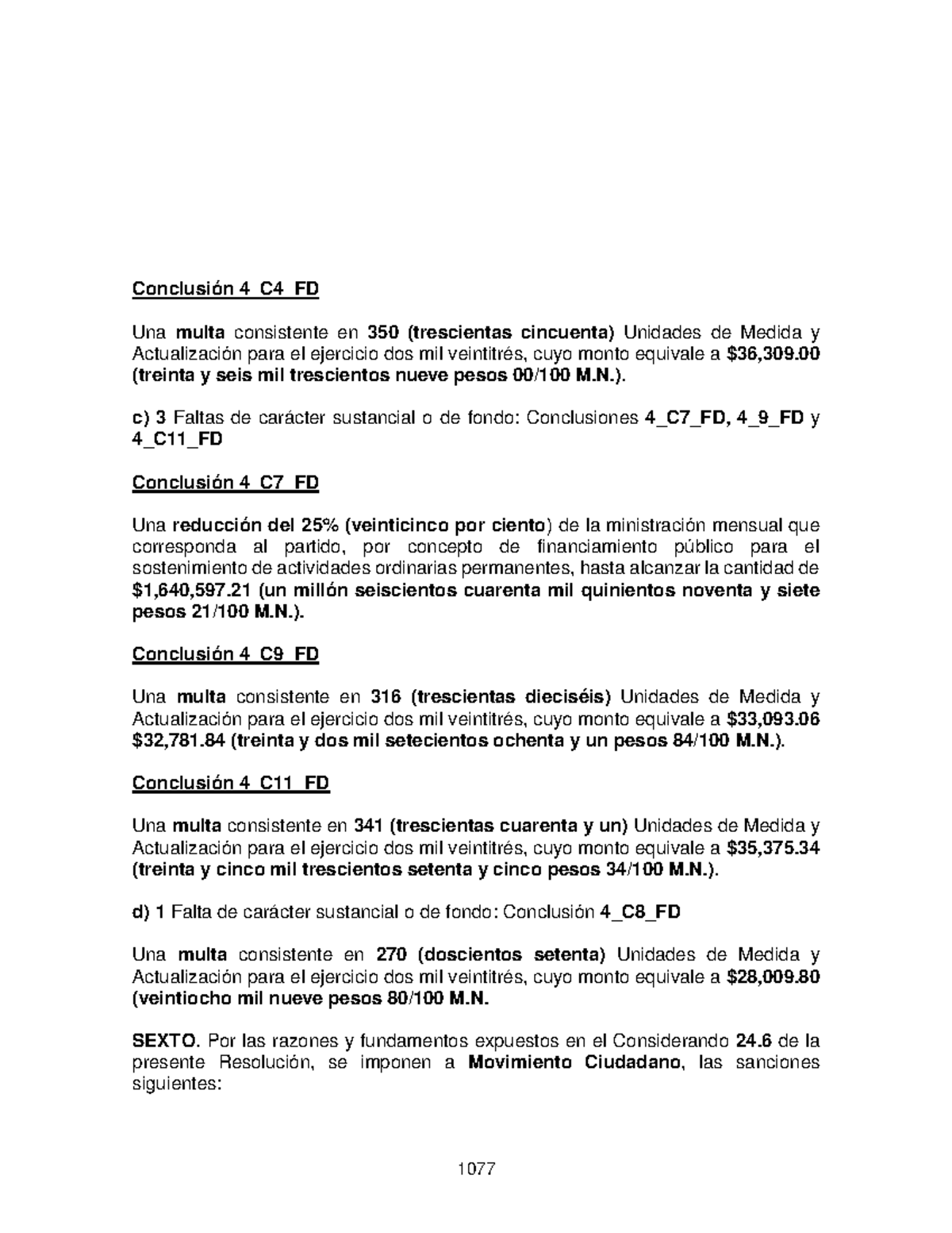 Sanción MC - Conclusión 4_C4_FD Una multa consistente en 350 ...