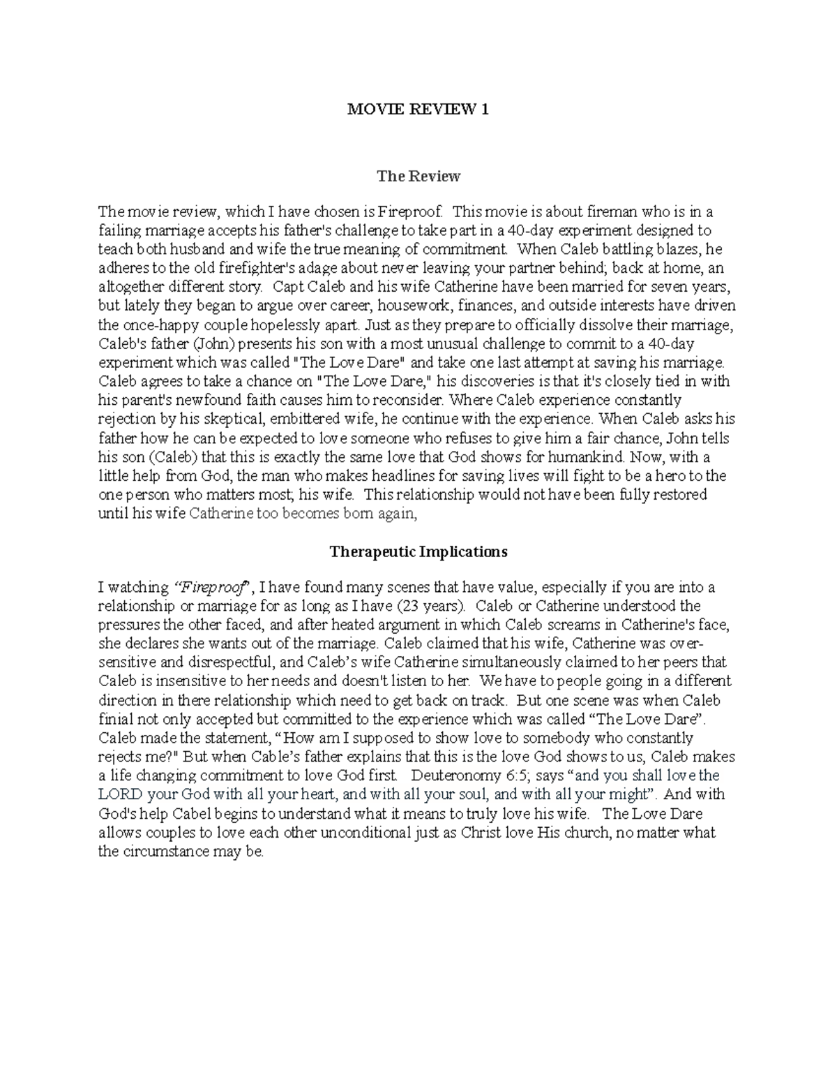 Fireproof movie message image