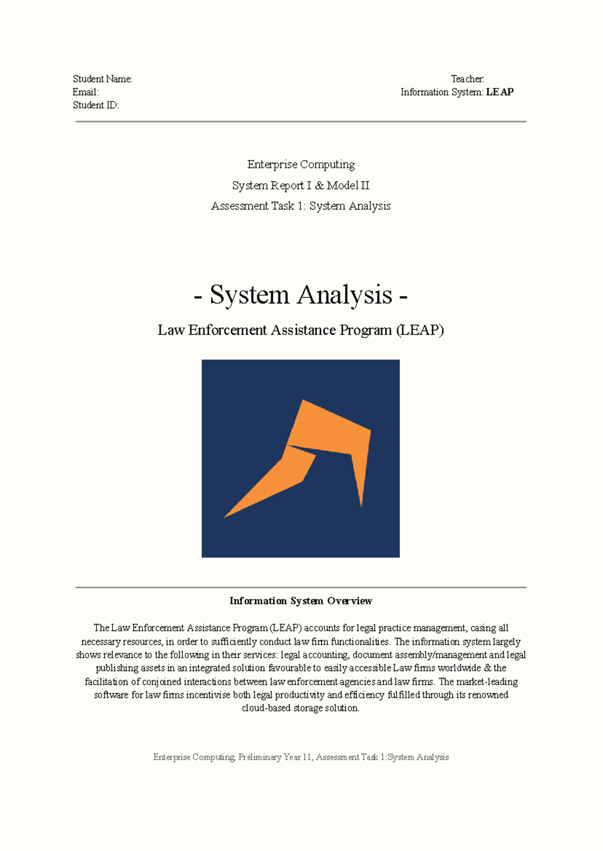 Enterprise Computing Asessment 1 - System Analysis Report - Preliminary ...