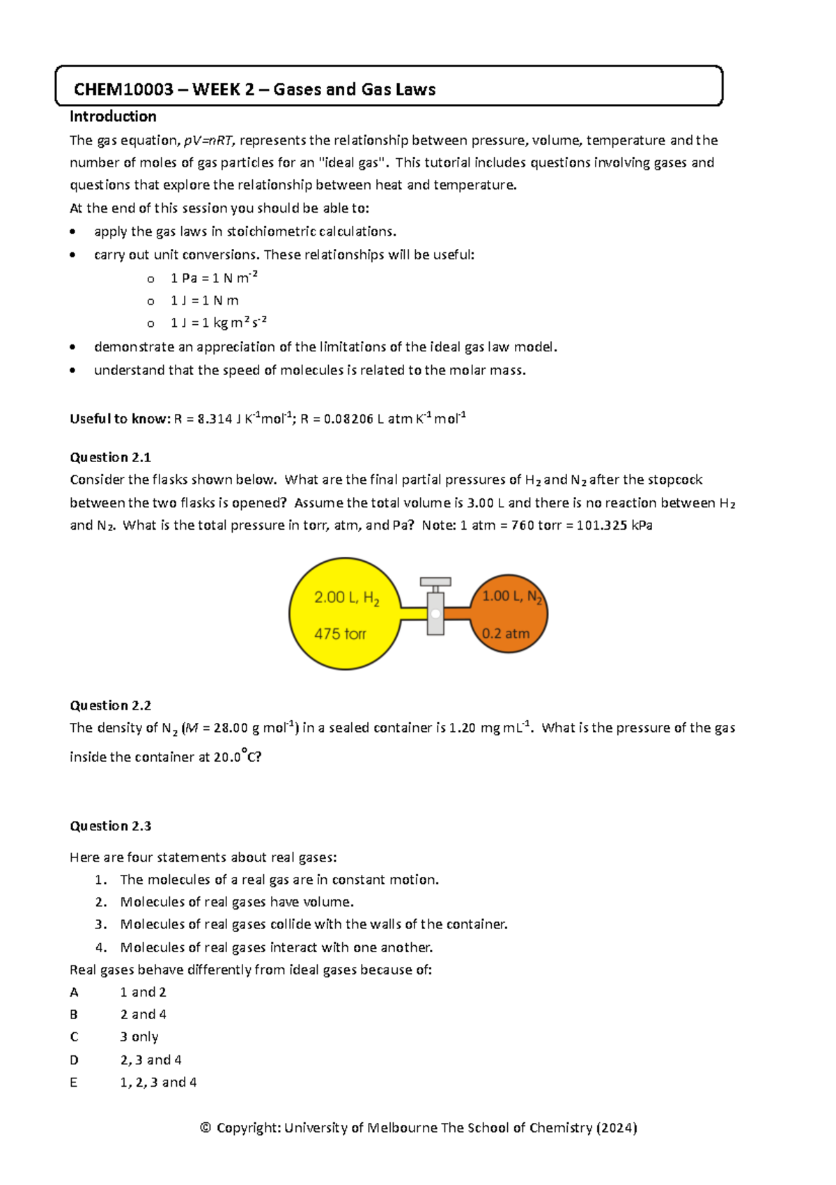 Week+2 CHEM10003+Tutorial+Questions+ S1 2024 - © Copyright: University ...