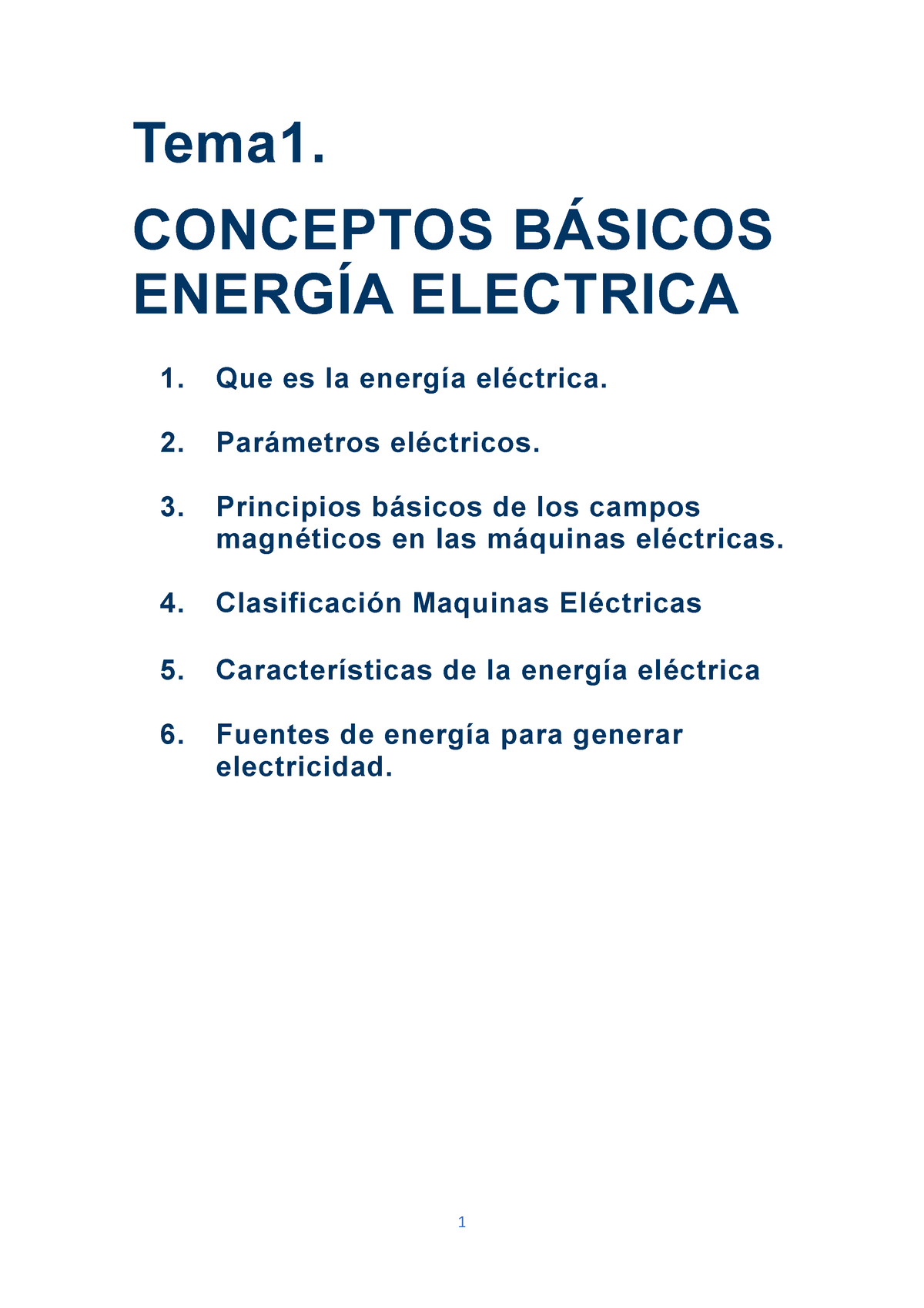 A) Tema 1 Conceptos BÃ Sicos Energã A ELÃ Ctrica - Tema1. CONCEPTOS ...