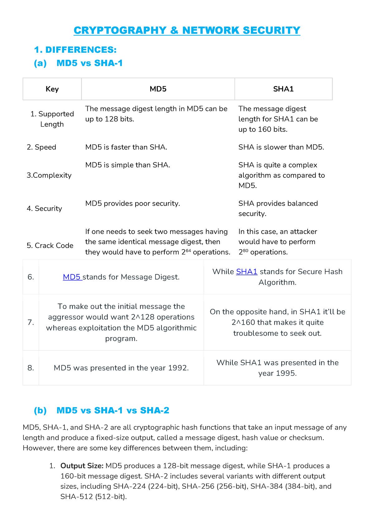 CNS IMP Term 2 - Nice - CRYPTOGRAPHY & NETWORK SECURITY 1. DIFFERENCES ...