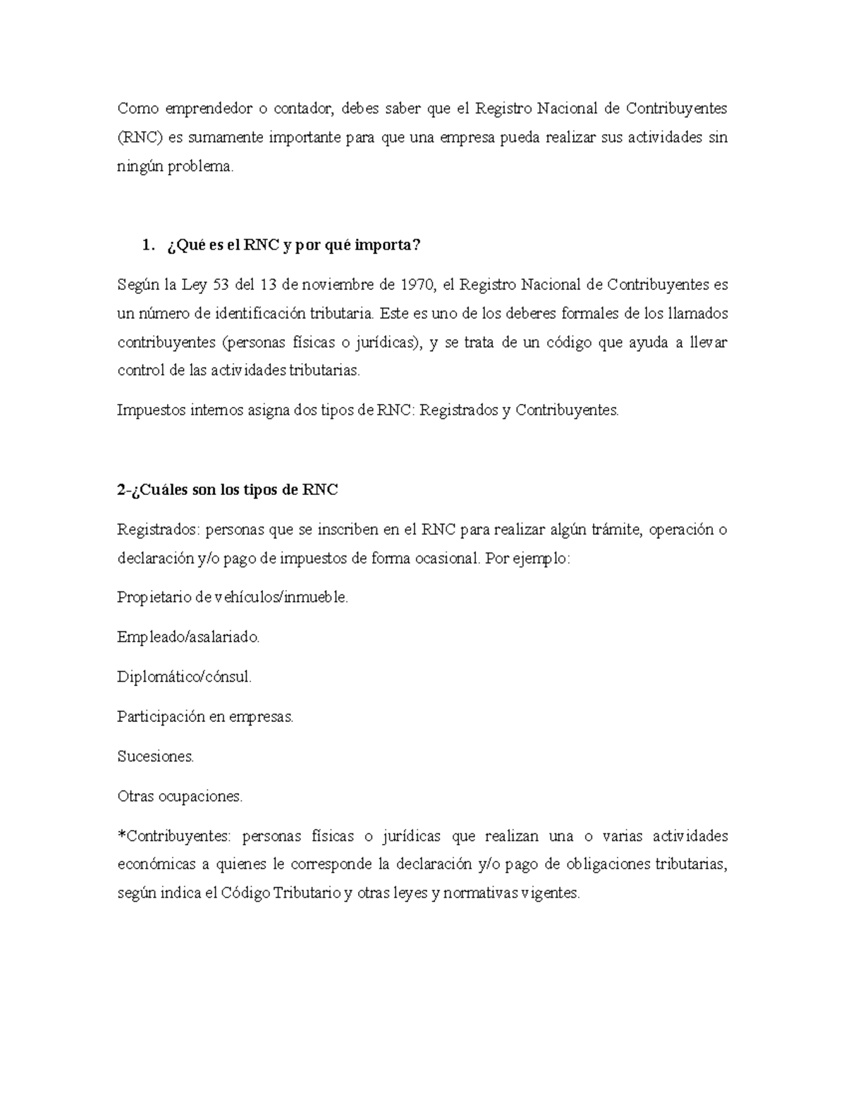 RNC - Hola - Como emprendedor o contador, debes saber que el Registro ...