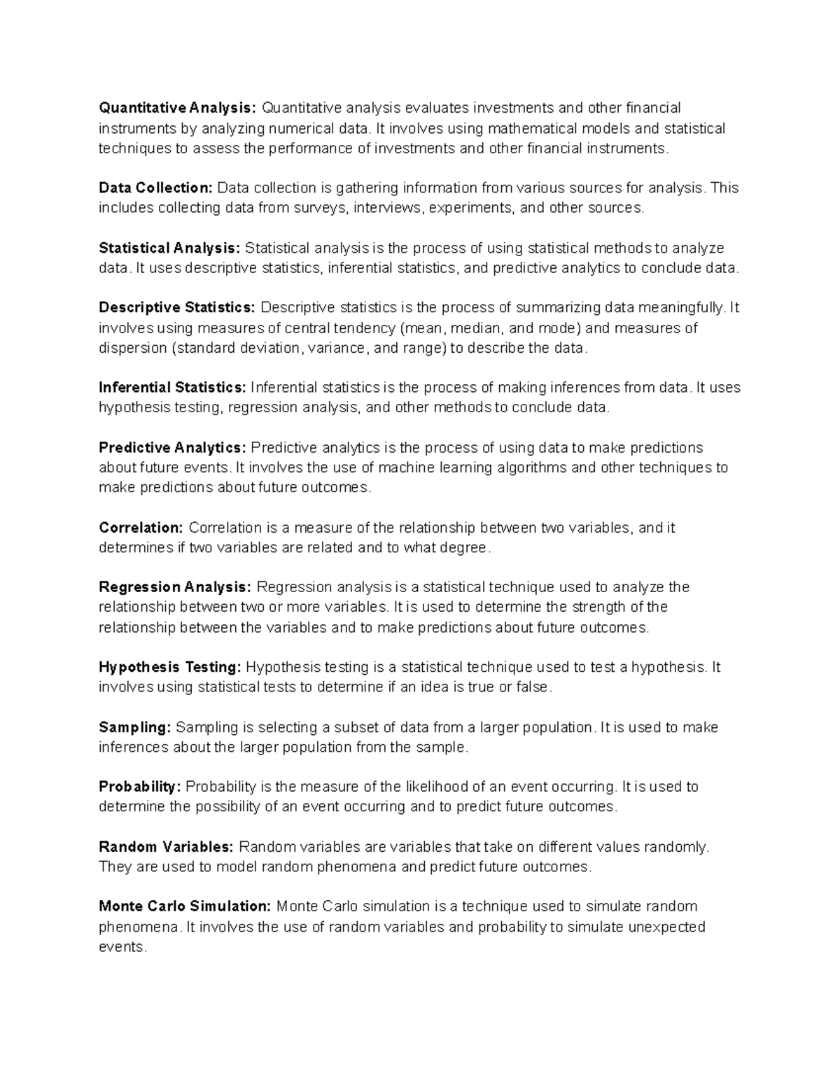 Quantitative Analysis Def. Notes Quantitative Analysis Quantitative analysis evaluates Studocu