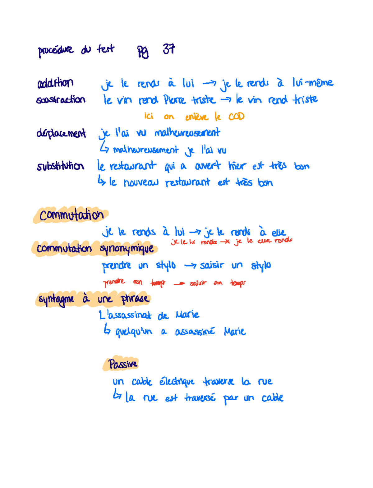 French Linguistic - vocabulary - ####### procedure dv test pg 37 ...