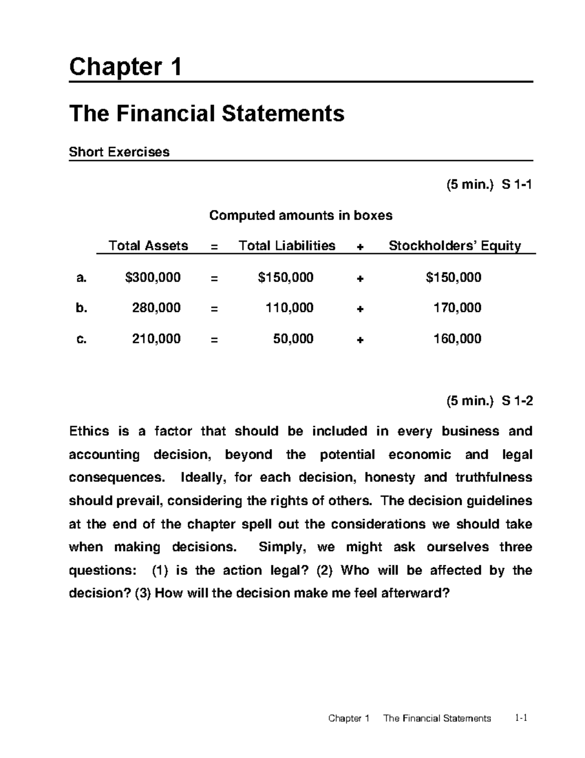 financial accounting chapter 1 homework answers